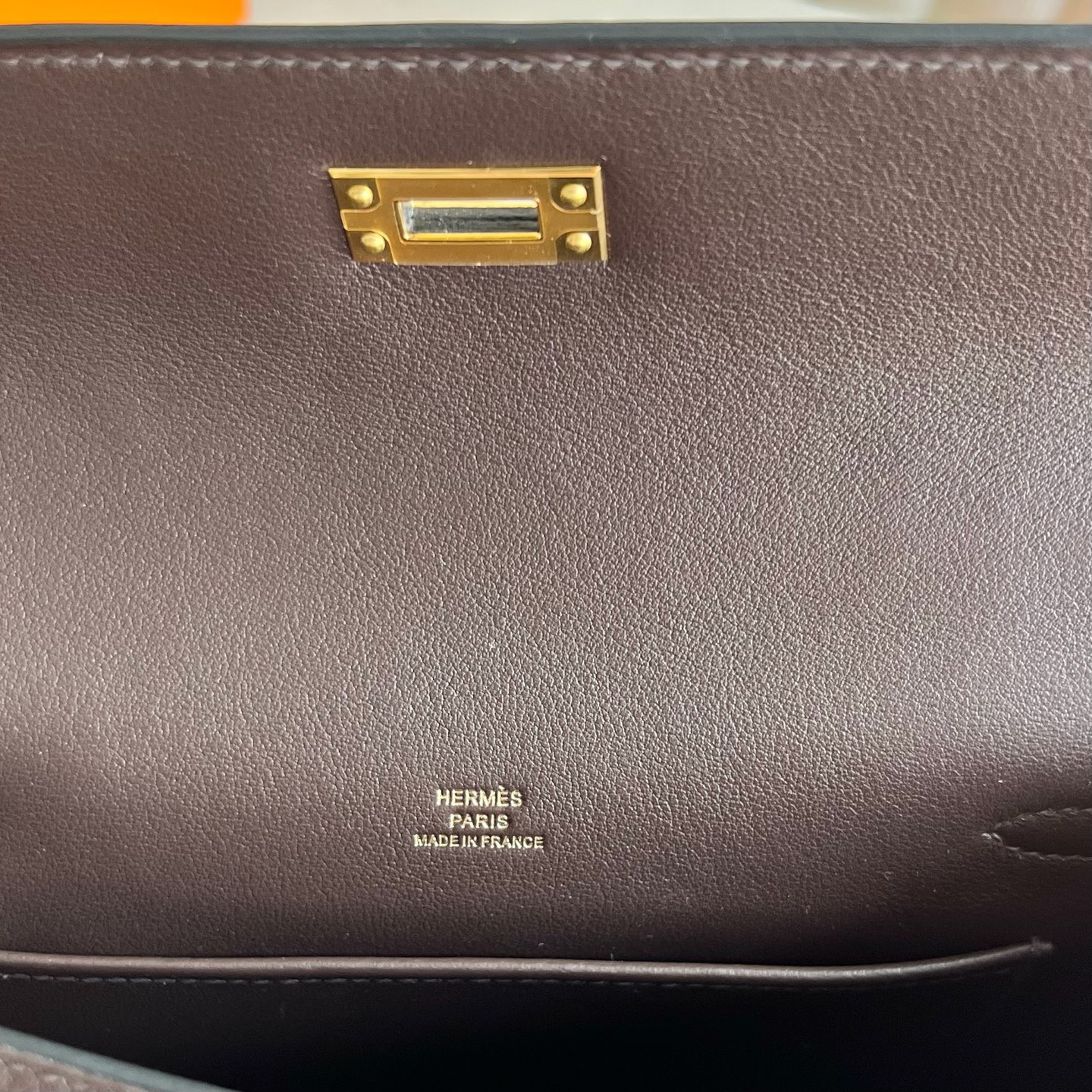 愛馬仕一代mini凱莉圖片款式 Hermes Kelly Pochette Swift 46 Ebéne烏木色 金色五金
