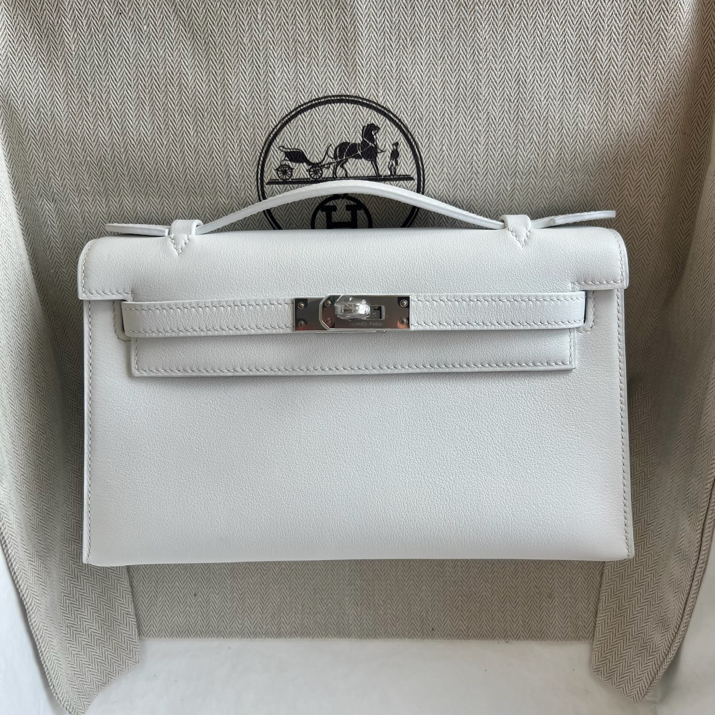愛馬仕一代mini凱莉香港多少錢 Hermes Kelly Pochette Swift Blanc白色銀色五金