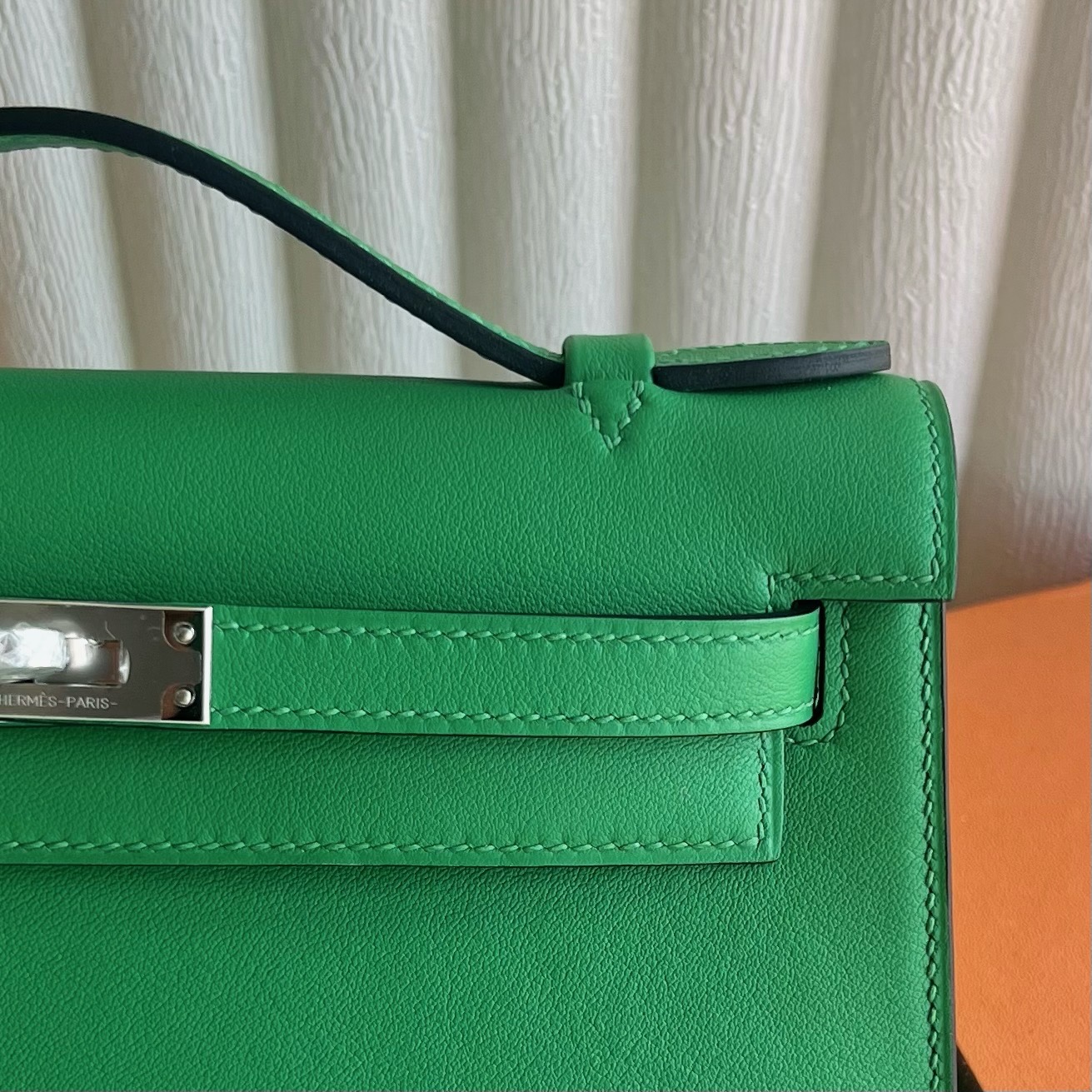 愛馬仕一代mini凱莉Hermes Kelly Pochette Swift 1K bambou竹子綠 銀色五金