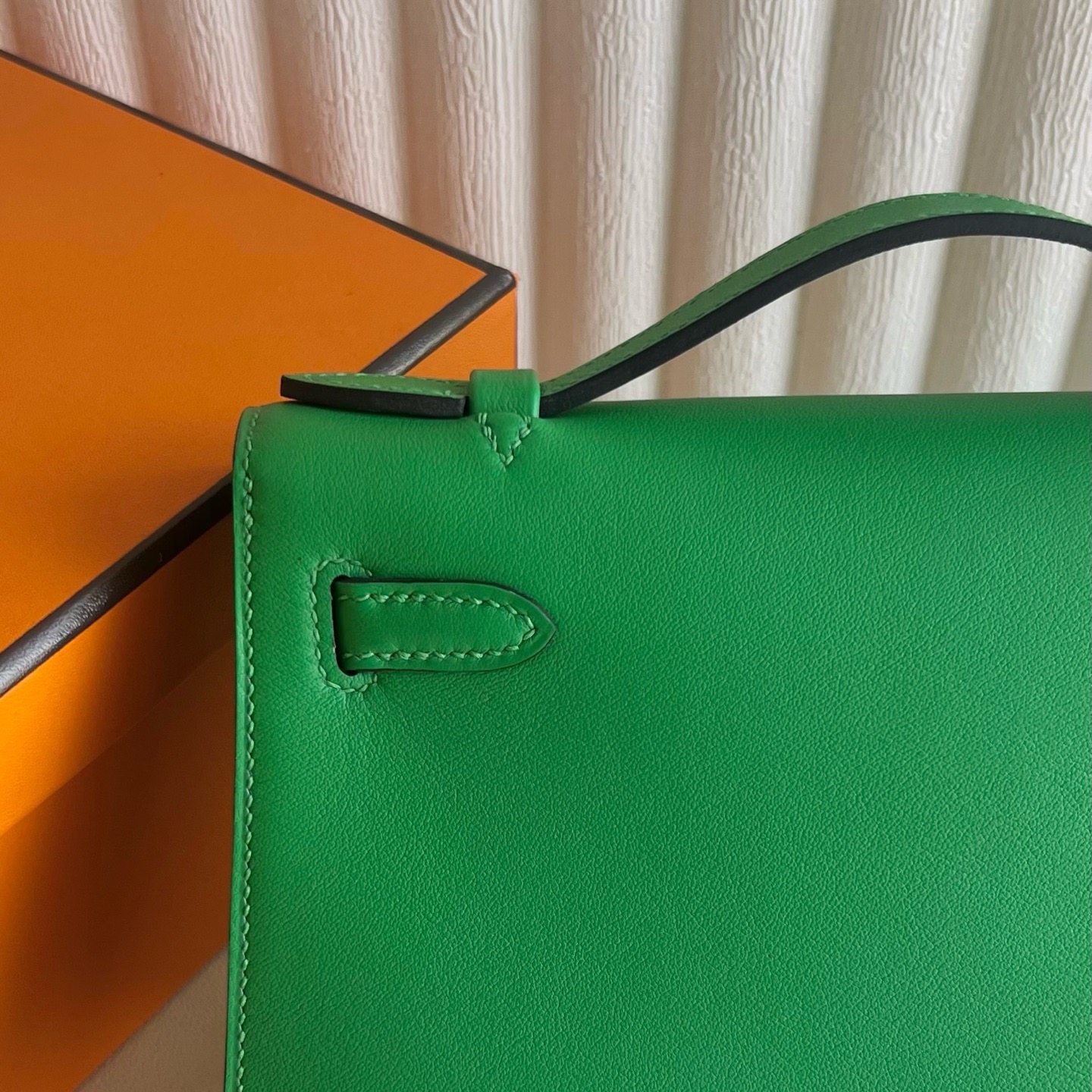 愛馬仕一代mini凱莉Hermes Kelly Pochette Swift 1K bambou竹子綠 銀色五金