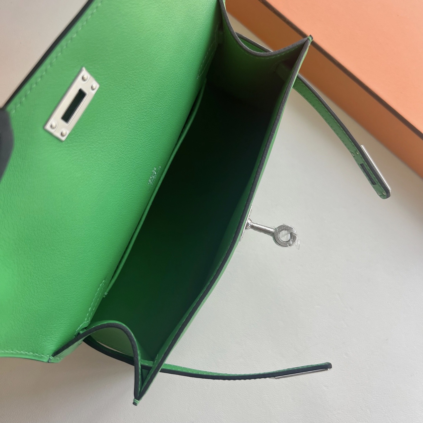 愛馬仕一代mini凱莉Hermes Kelly Pochette Swift 1K bambou竹子綠 銀色五金
