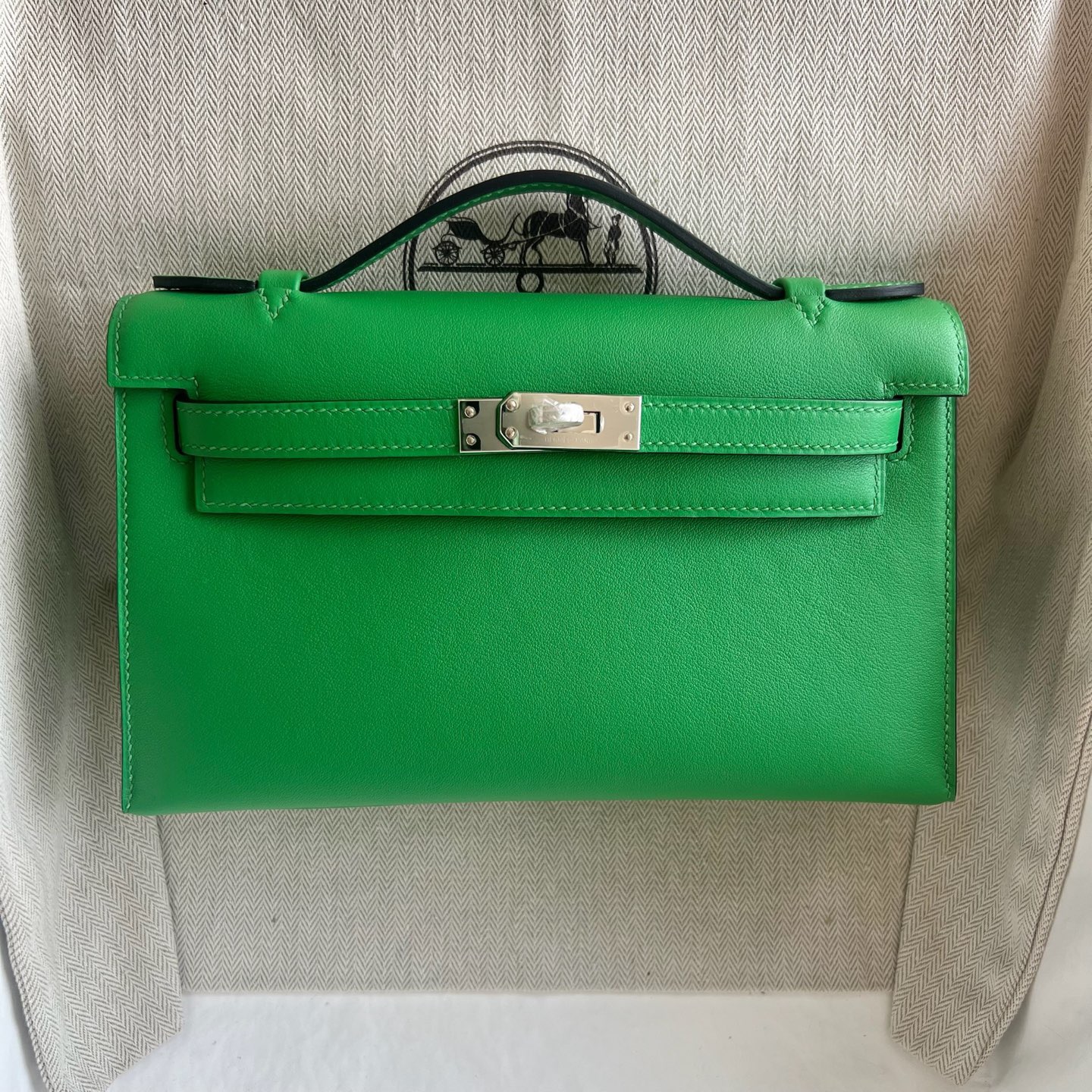 愛馬仕一代mini凱莉Hermes Kelly Pochette Swift 1K bambou竹子綠 銀色五金
