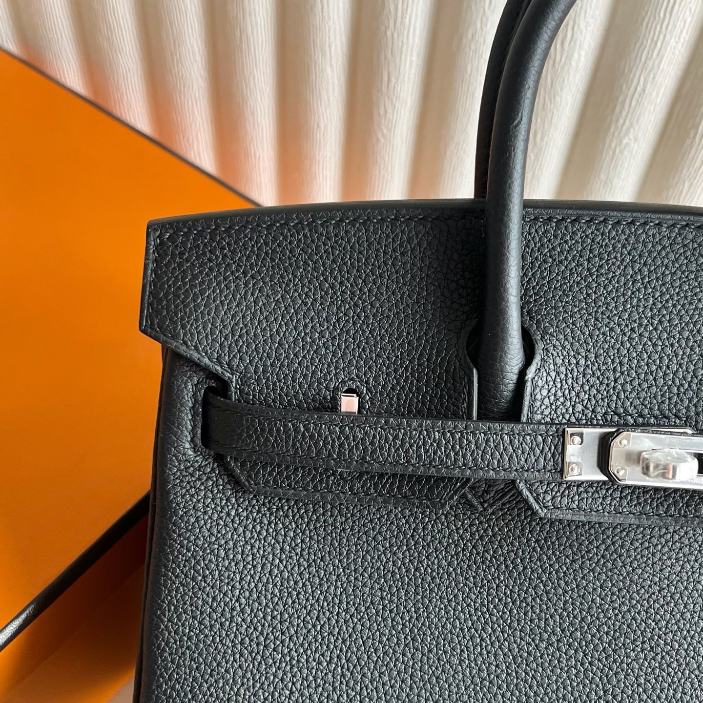 愛馬仕鉑金包25泰國價格多少Hermes Birkin 25 Togo Noir黑色內拼 Blue Jean牛仔藍 銀色五金