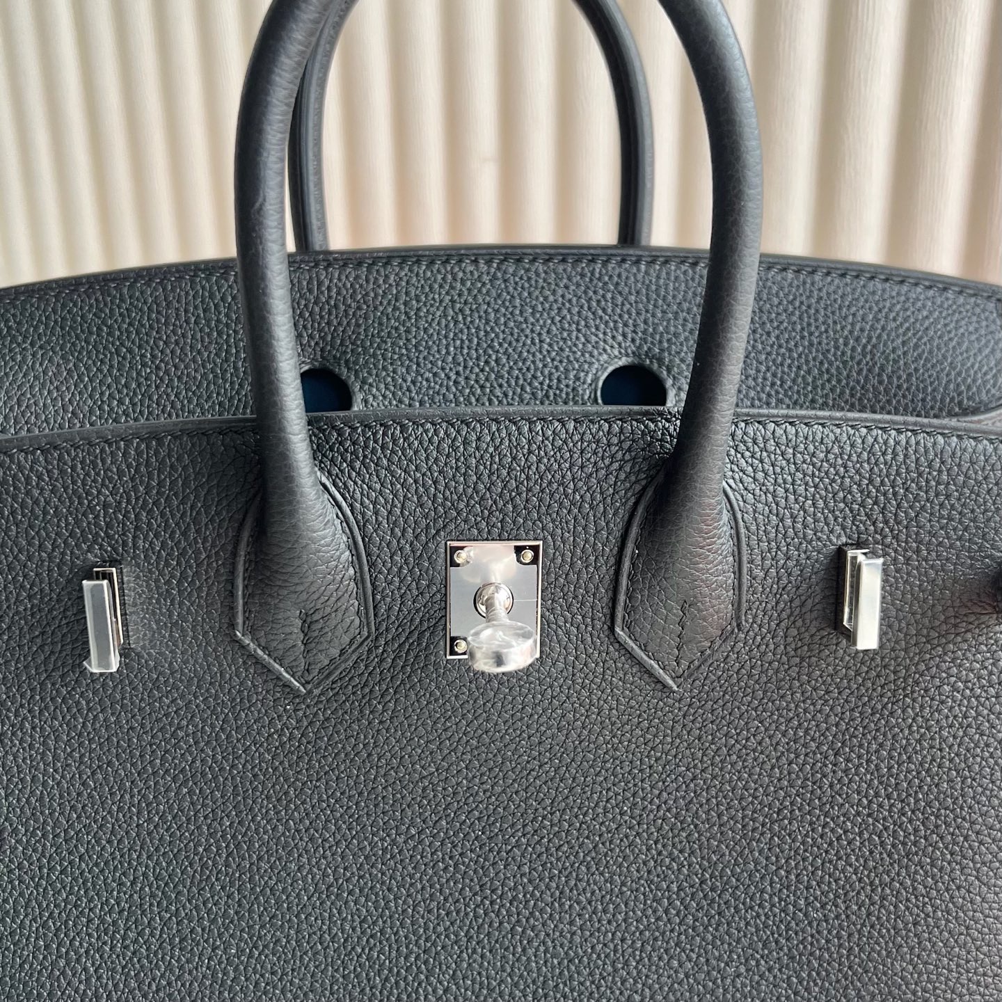 愛馬仕鉑金包25泰國價格多少Hermes Birkin 25 Togo Noir黑色內拼 Blue Jean牛仔藍 銀色五金