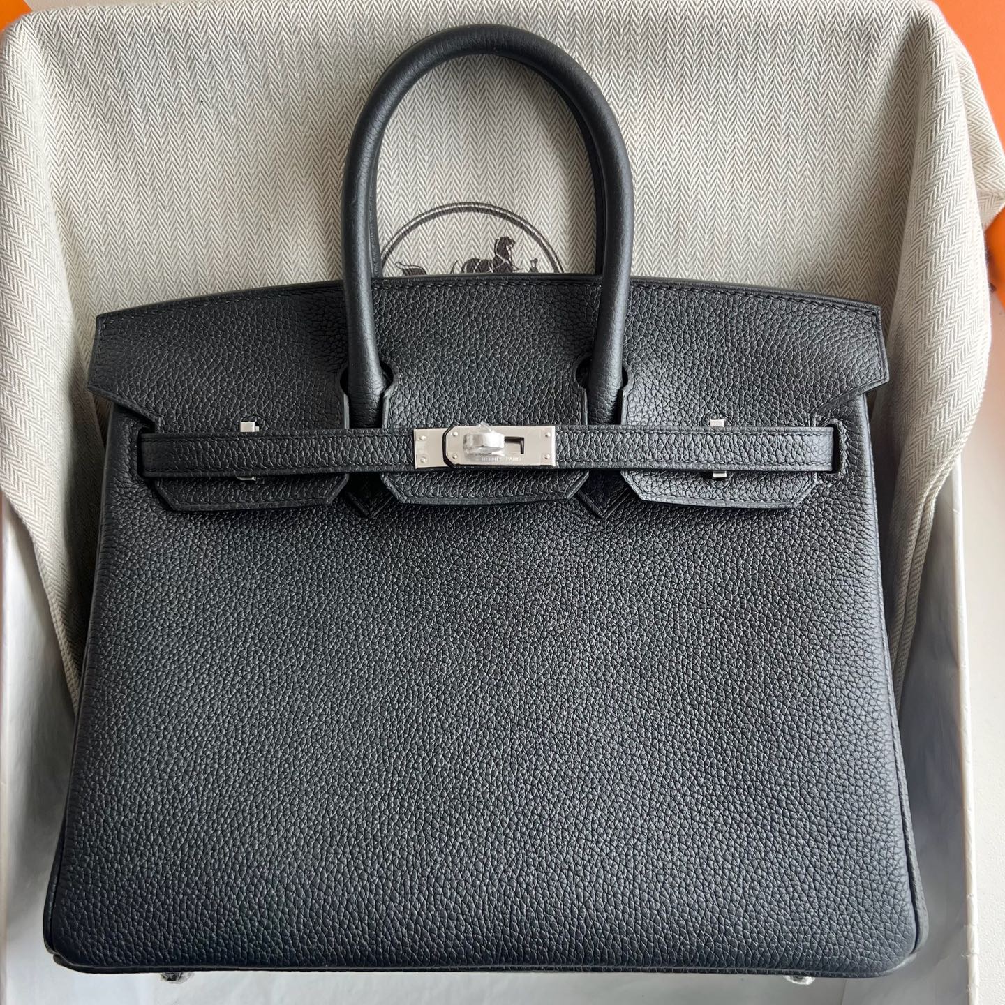 愛馬仕鉑金包25泰國價格多少Hermes Birkin 25 Togo Noir黑色內拼 Blue Jean牛仔藍 銀色五金