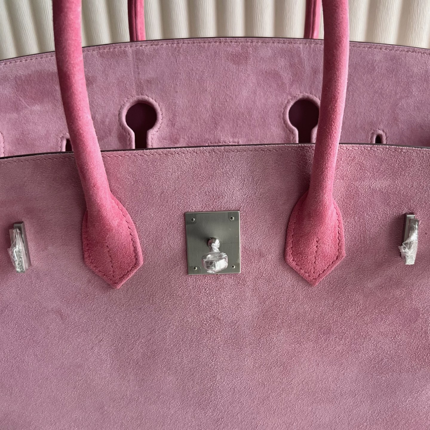 新加坡愛馬仕鉑金包35寸專櫃價格 Hermes Birkin 35 麂皮 G5 Bois de Rose乾枯玫瑰粉 磨砂銀扣