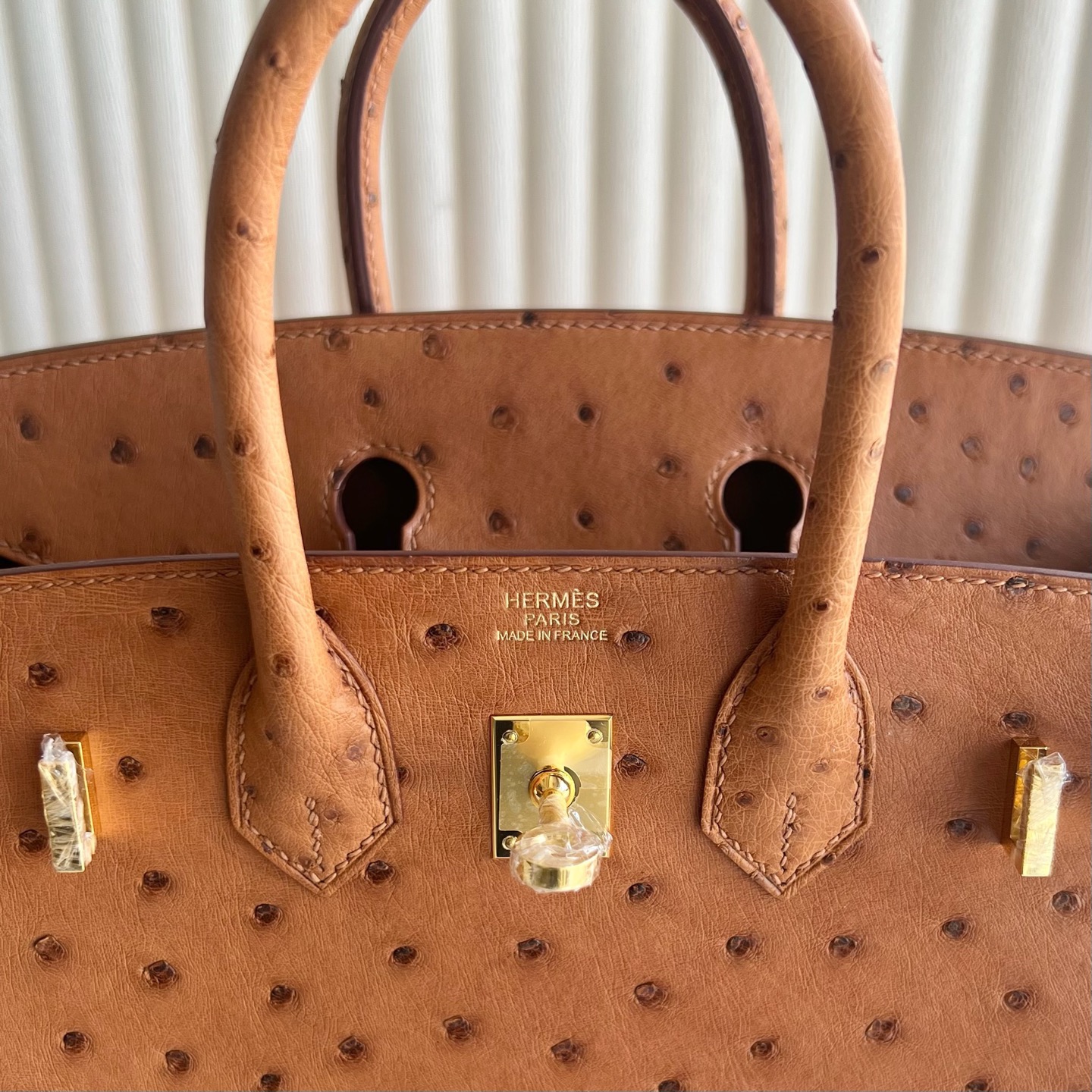 新加坡愛馬仕鉑金包25寸專櫃價格 Hermes Birkin 25 Ostrich Gold金棕色 金色五金