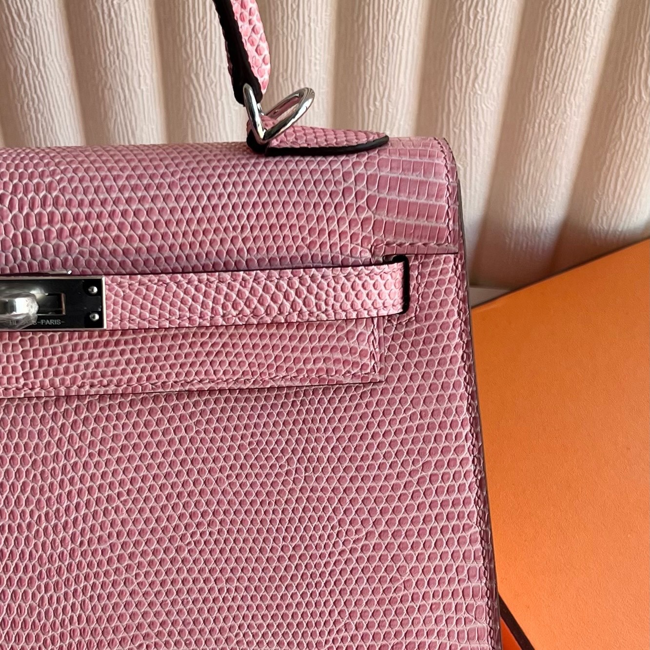 Saudi Arabia Hermes Kelly 25 Lizard Color 5P Bubblegum Pink 樱花粉 银色五金