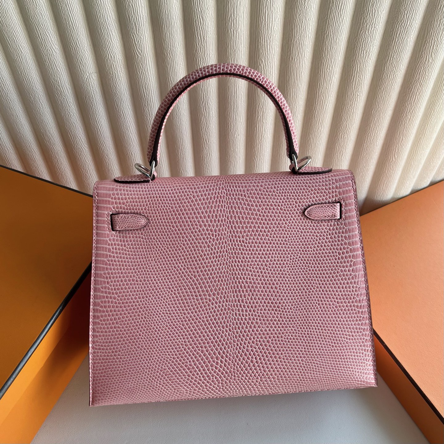 Saudi Arabia Hermes Kelly 25 Lizard Color 5P Bubblegum Pink 樱花粉 银色五金