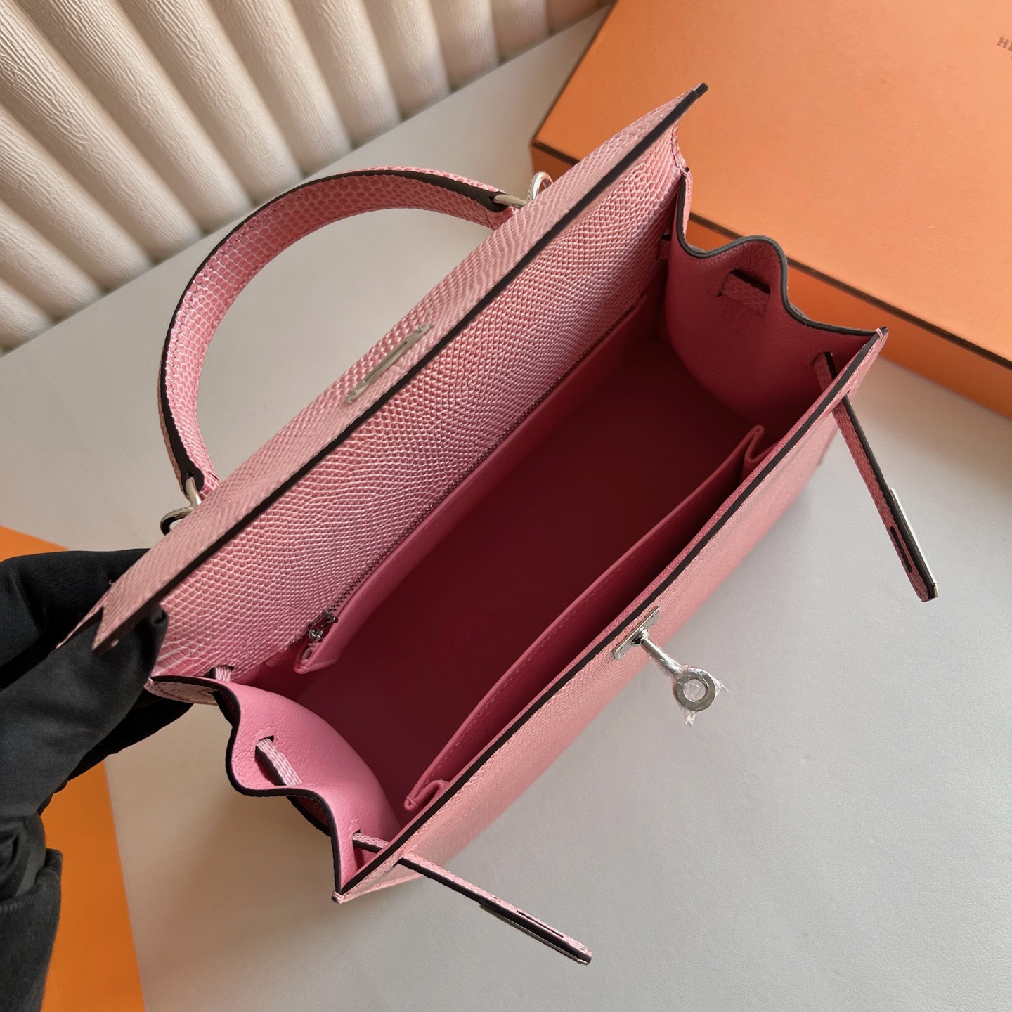 Saudi Arabia Hermes Kelly 25 Lizard Color 5P Bubblegum Pink 樱花粉 银色五金