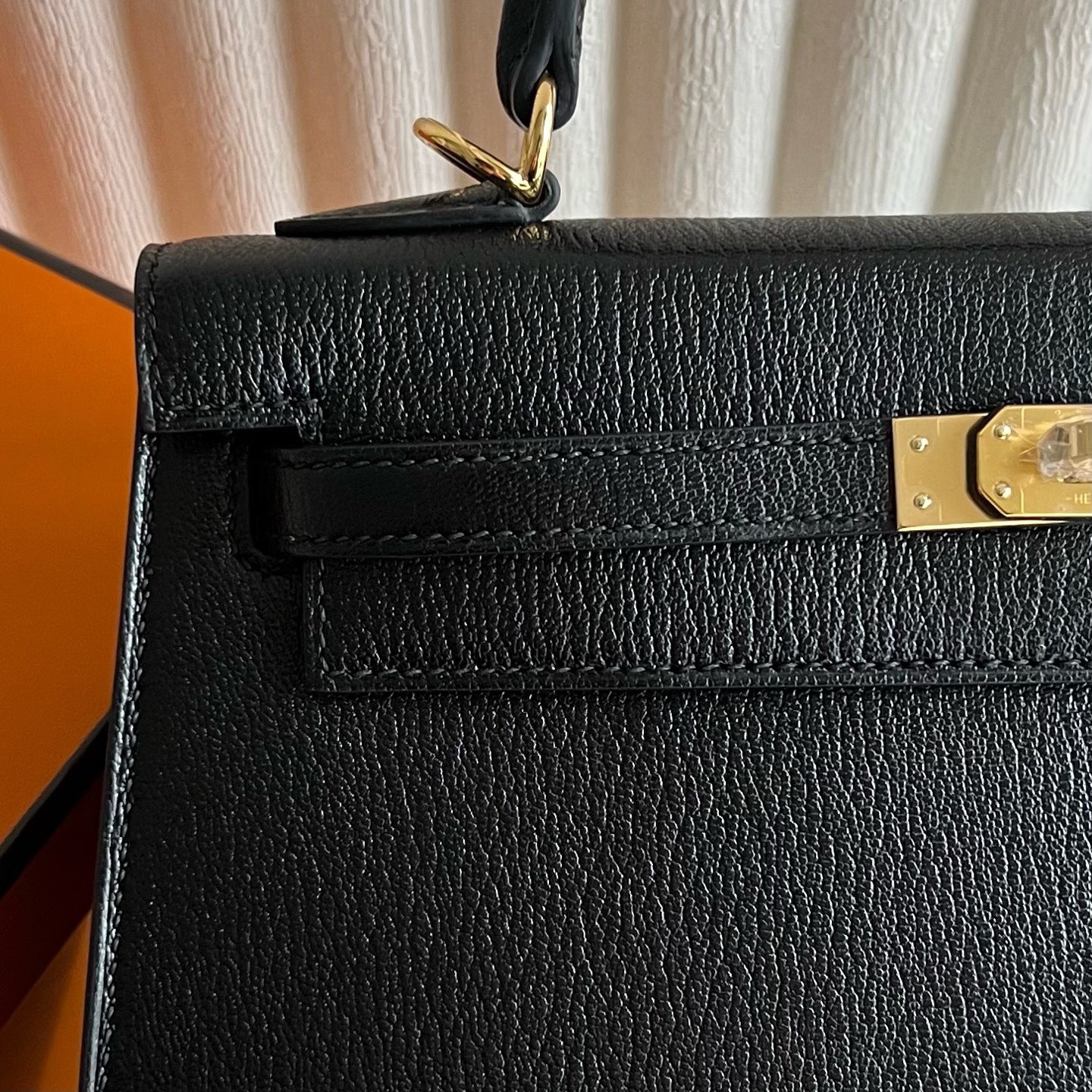 澳大利亞愛馬仕凱莉包25寸價格Hermes Kelly Sellier 25 Chever Noir黑色金色五金
