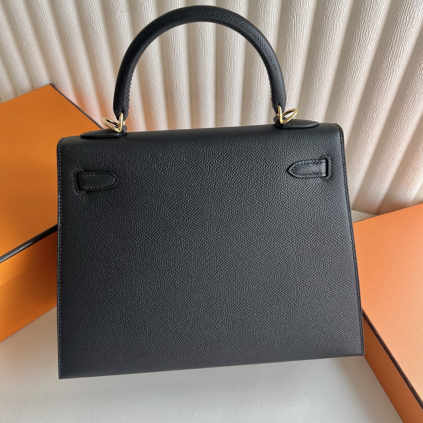 愛馬仕凱莉包官方價格Hermes Kelly 25 Sellier Epsom Noir 黑色金色五金