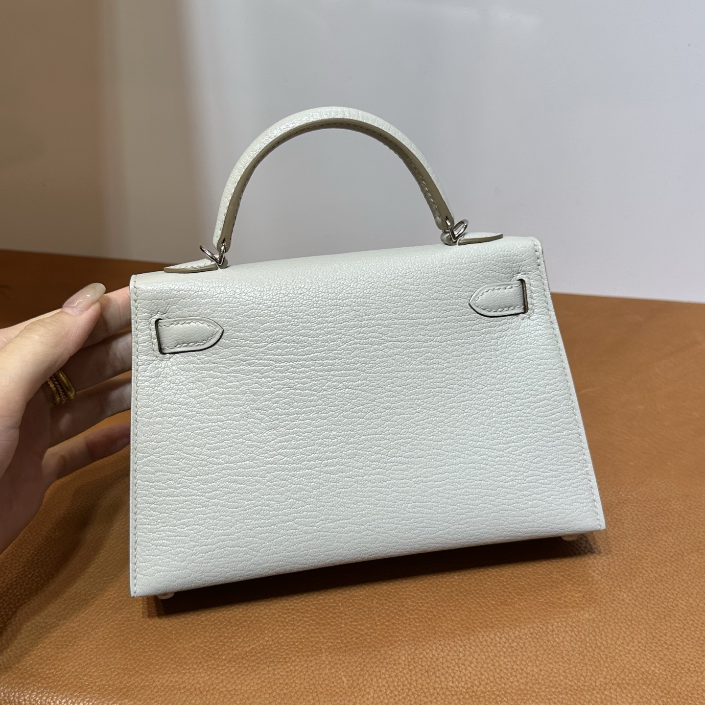 愛馬仕康斯坦包空姐包 Hermes Kelly Mini Sellier Chever Griss Perle珍珠灰 銀色五金