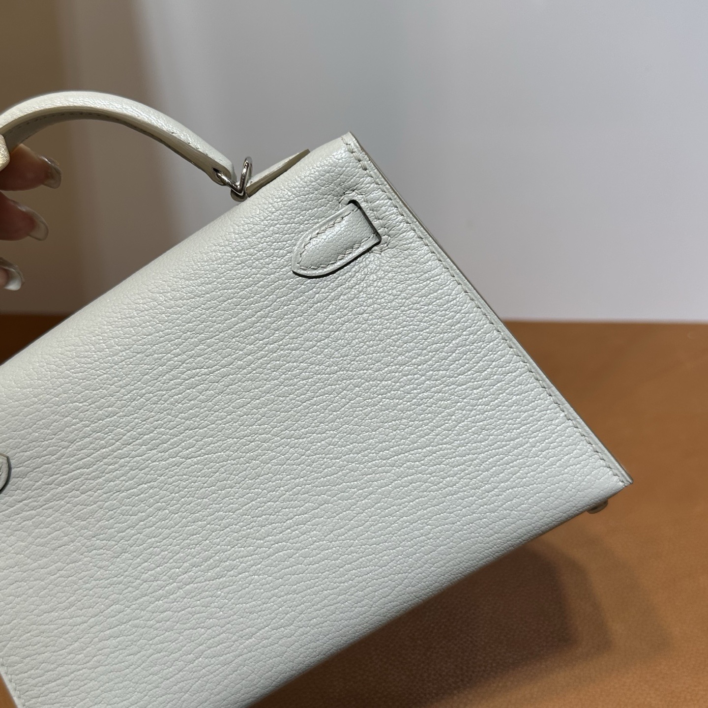 愛馬仕康斯坦包空姐包 Hermes Kelly Mini Sellier Chever Griss Perle珍珠灰 銀色五金