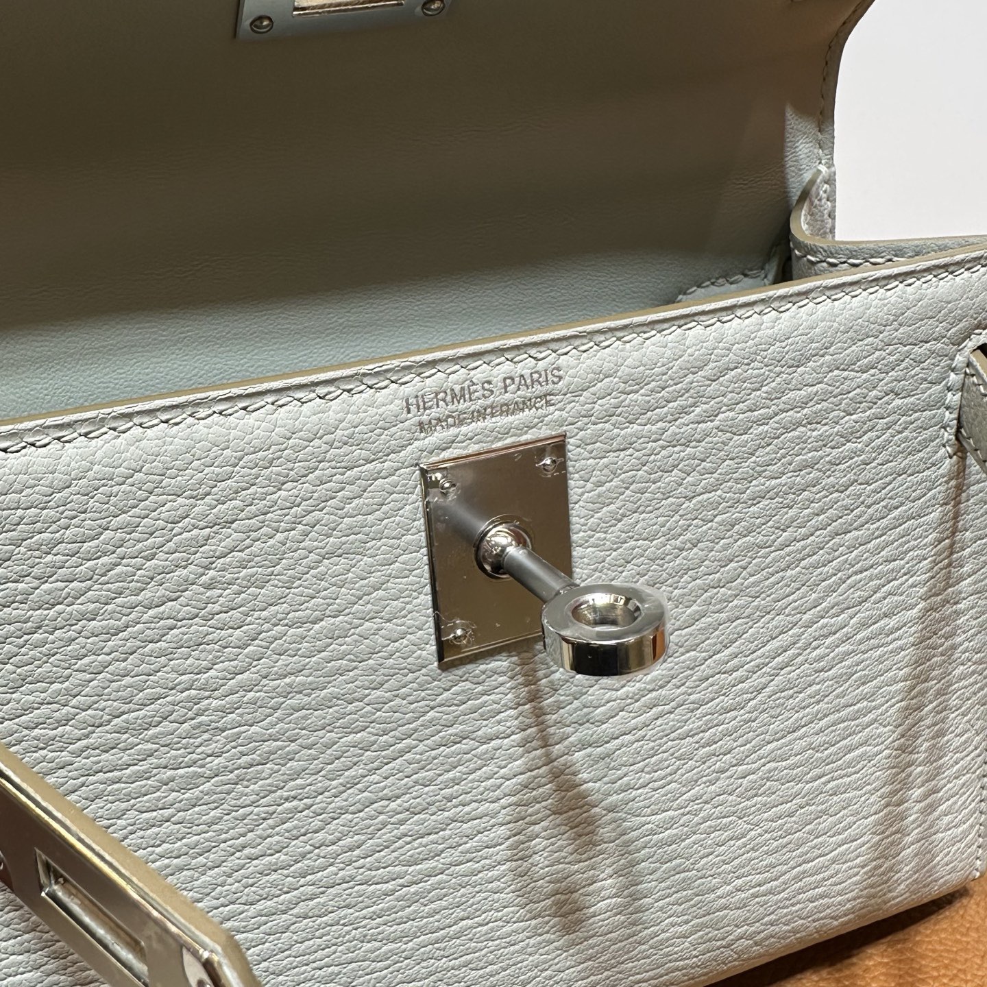 愛馬仕康斯坦包空姐包 Hermes Kelly Mini Sellier Chever Griss Perle珍珠灰 銀色五金
