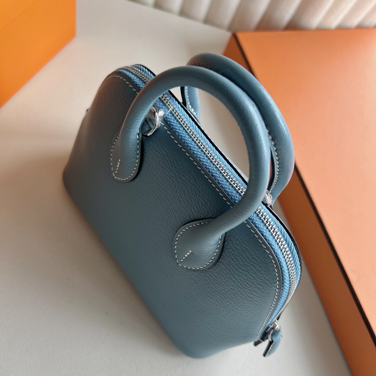 愛馬仕迷你保齡球包具體尺寸 Hermes Mini Bolide 20 Evercolor new bleu jean新牛仔藍