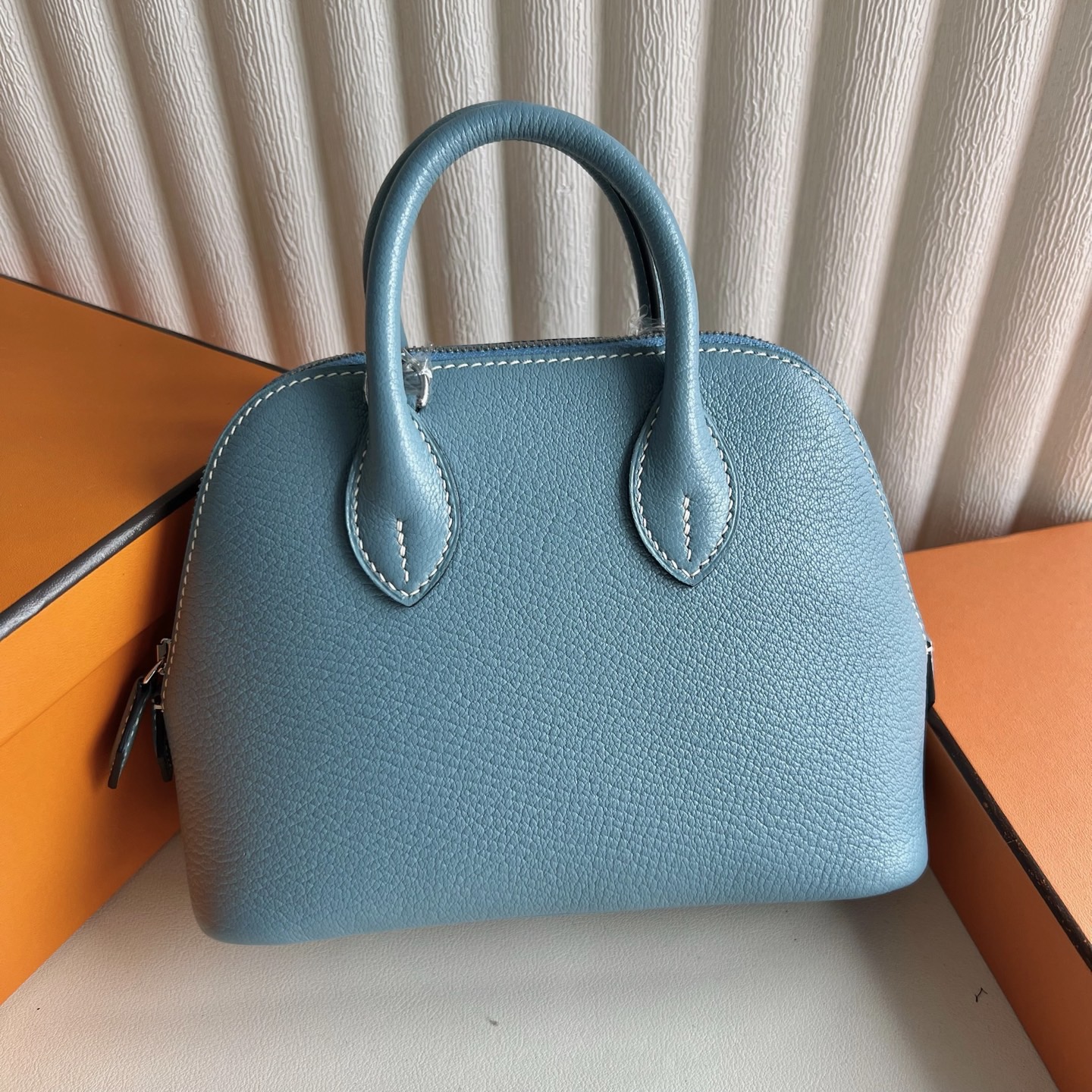 愛馬仕迷你保齡球包具體尺寸 Hermes Mini Bolide 20 Evercolor new bleu jean新牛仔藍