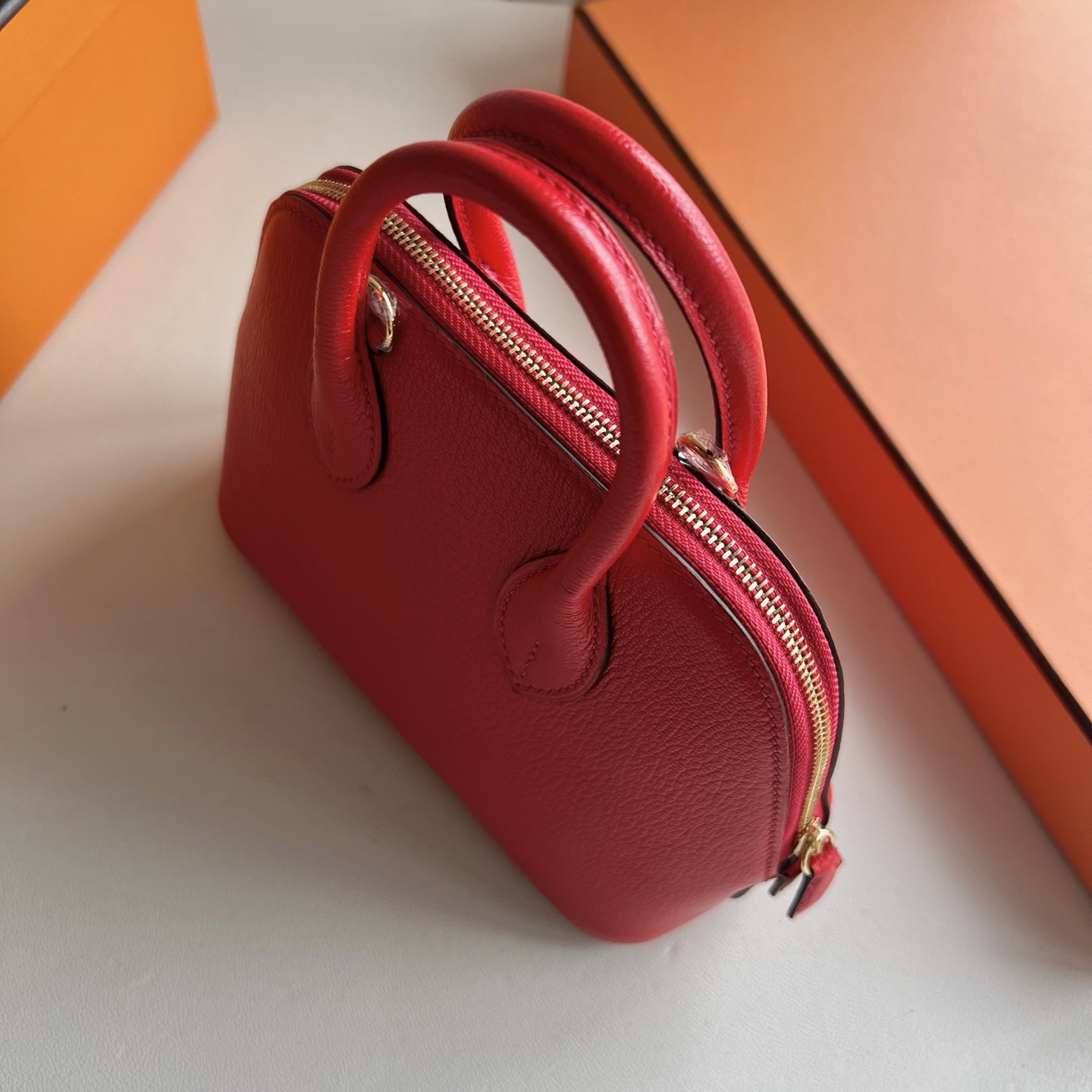 香港愛馬仕mini保齡球包公價多少 Hermes Mini Bolide 20 Chever S3 Rouge coeur心紅色