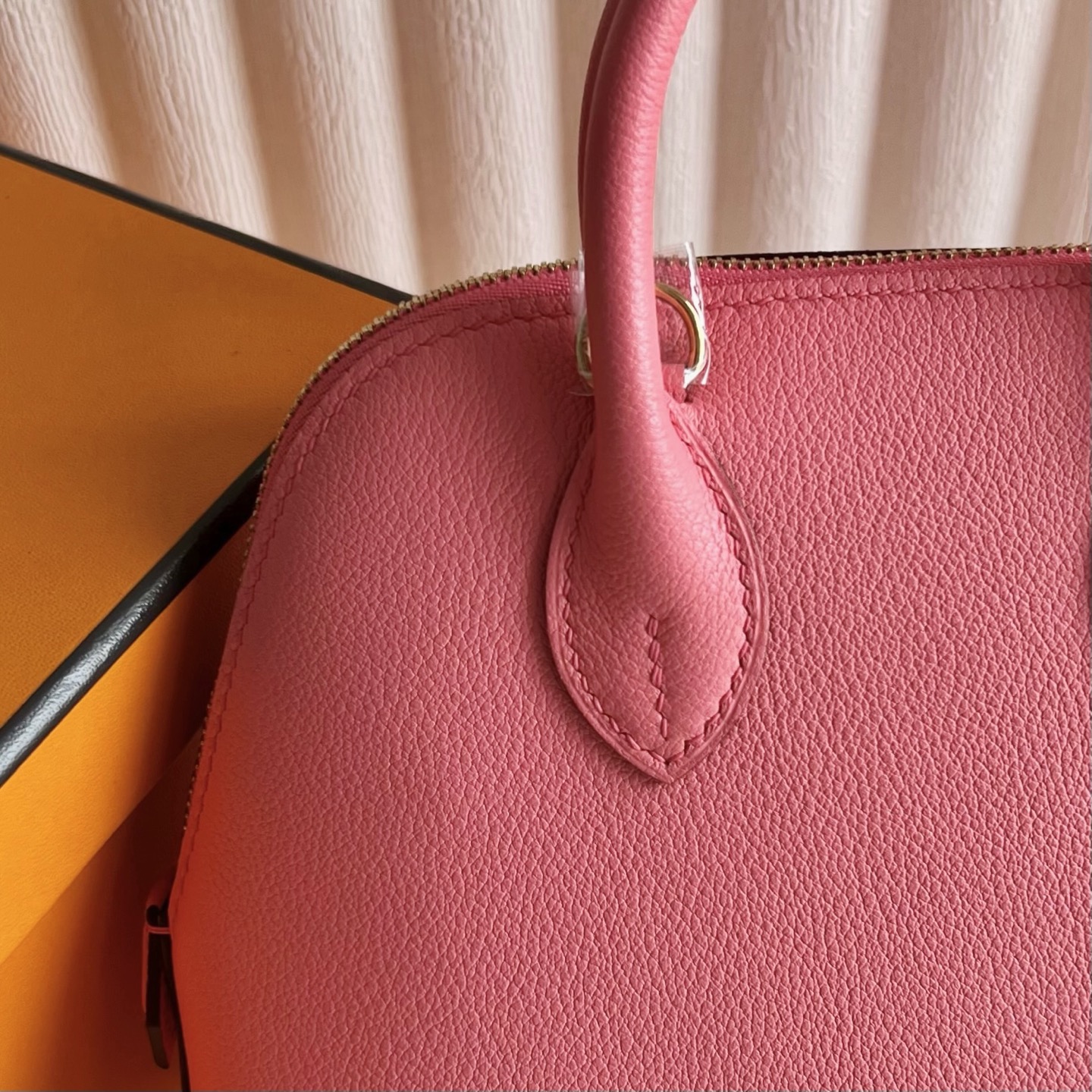 愛馬仕保齡球mini圖片與尺寸大小 Hermes Mini Bolide Evercolor Rose Azalee 新唇膏粉