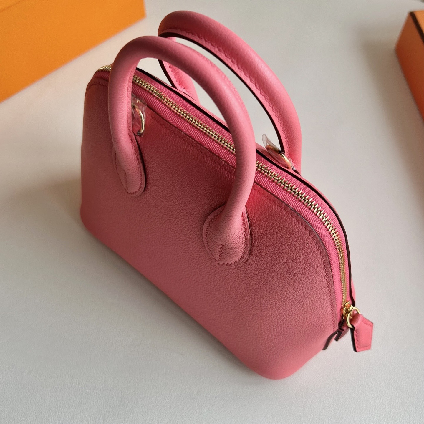 愛馬仕保齡球mini圖片與尺寸大小 Hermes Mini Bolide Evercolor Rose Azalee 新唇膏粉