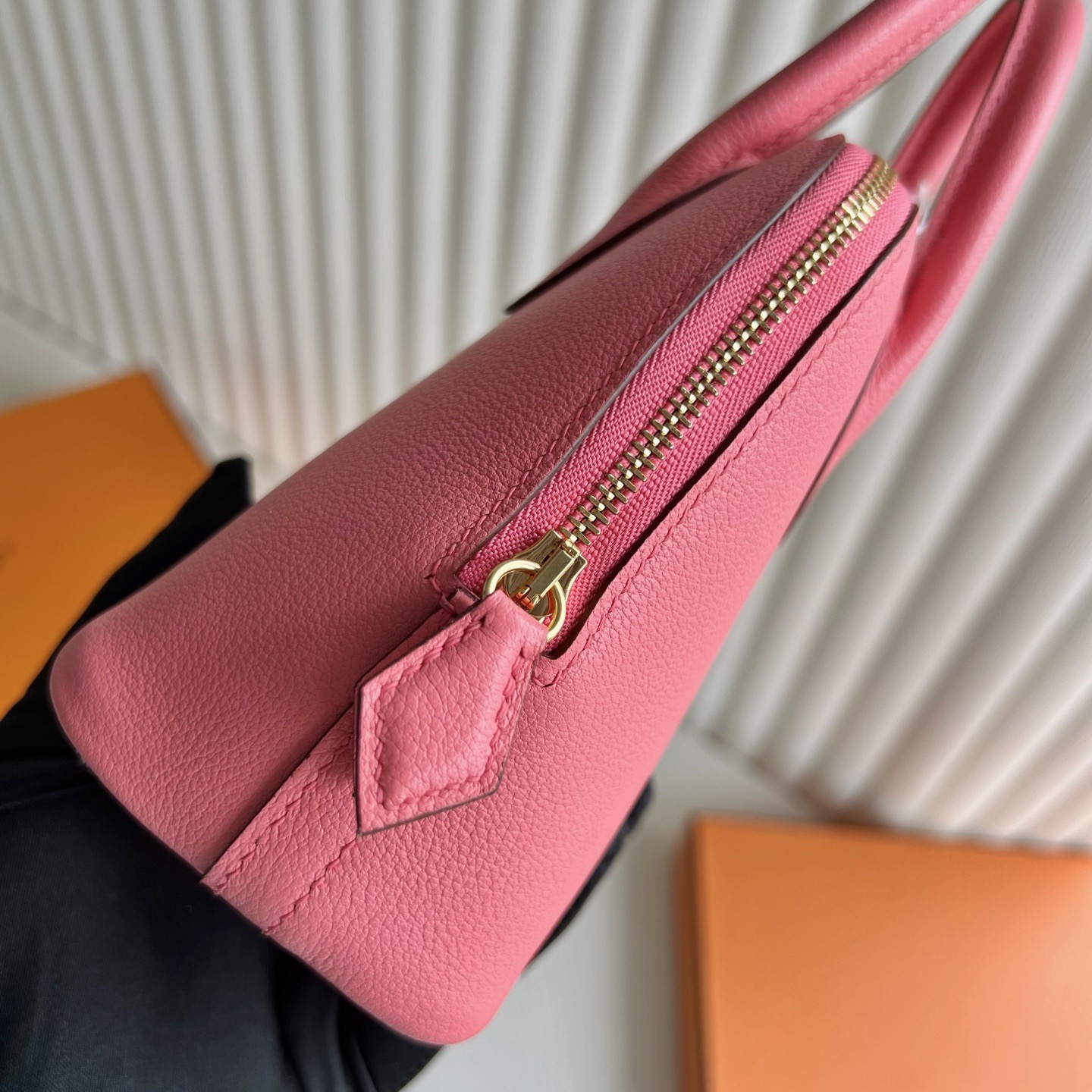愛馬仕保齡球mini圖片與尺寸大小 Hermes Mini Bolide Evercolor Rose Azalee 新唇膏粉