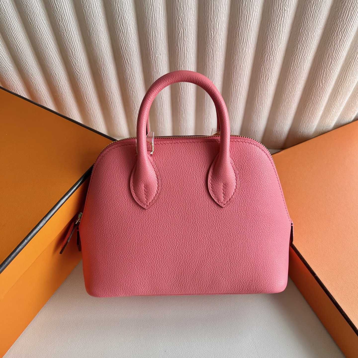 愛馬仕保齡球mini圖片與尺寸大小 Hermes Mini Bolide Evercolor Rose Azalee 新唇膏粉