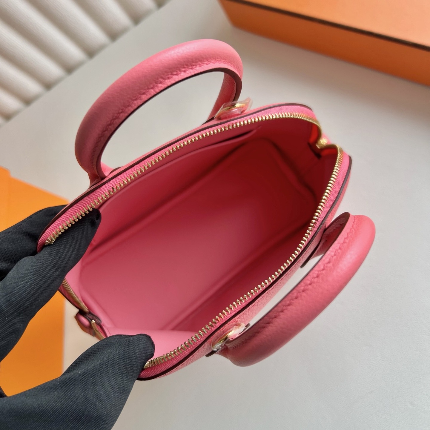愛馬仕保齡球mini圖片與尺寸大小 Hermes Mini Bolide Evercolor Rose Azalee 新唇膏粉