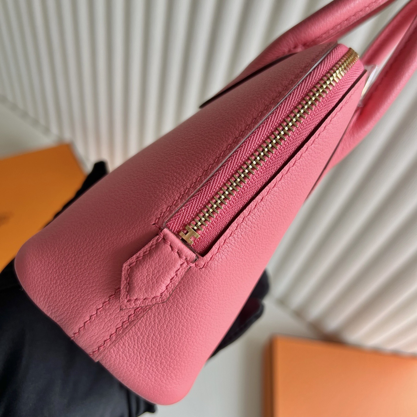 愛馬仕保齡球mini圖片與尺寸大小 Hermes Mini Bolide Evercolor Rose Azalee 新唇膏粉