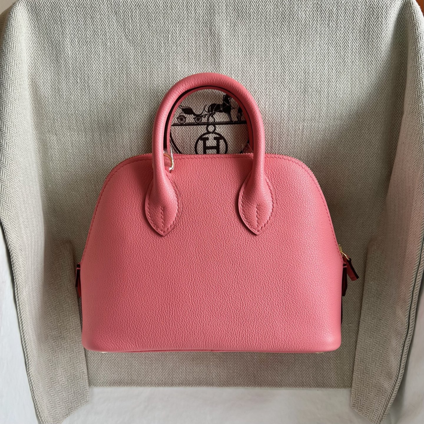 愛馬仕保齡球mini圖片與尺寸大小 Hermes Mini Bolide Evercolor Rose Azalee 新唇膏粉