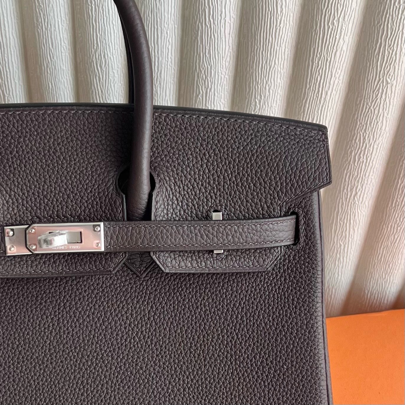 愛馬仕鉑金包配貨要配多少Hermes Birkin 25 Togo CK47 Chocolate巧克力銀色五金