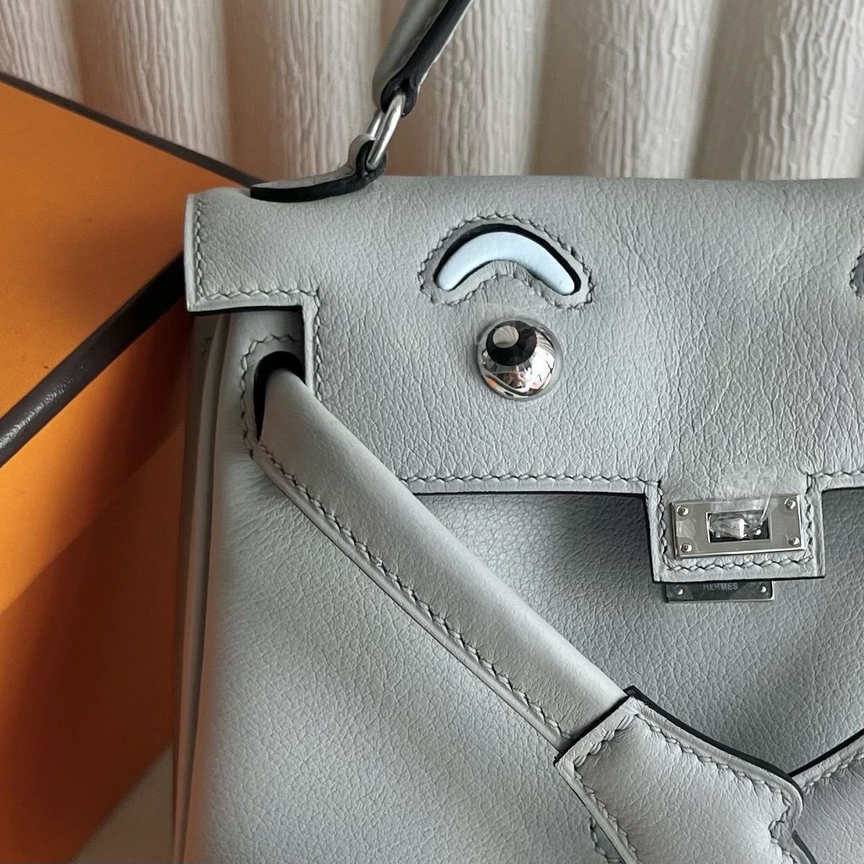 澳大利亞愛馬仕女包價格與圖片Hermes Kelly doll Swift Bleu Glacier冰川藍/ Bleu Brume霧霾藍