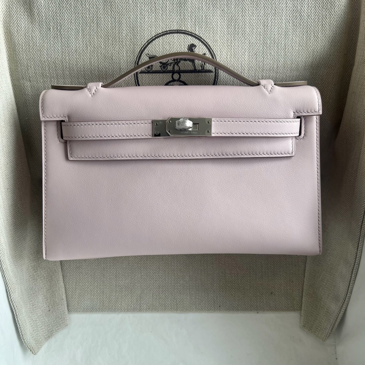 愛馬仕經典款女包澳大利亞價格 Hermes Mini Kelly Pochette Swift Mauve Pale 夢幻粉紫