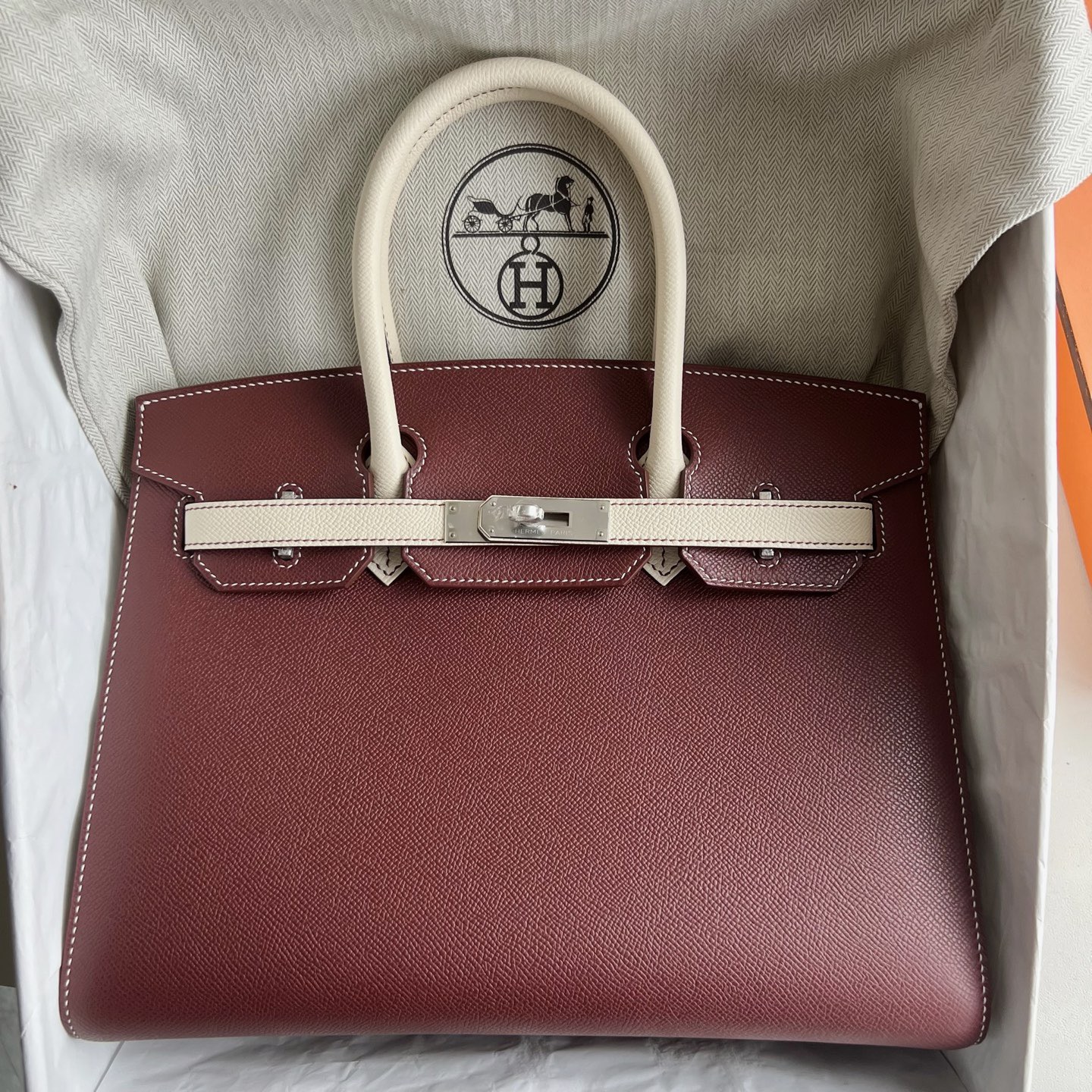 馬來西亞吉隆玻愛馬仕包包專櫃價格Hermes Birkin 30 Sellier Epsom Rouge H愛馬仕紅/Nata奶油白