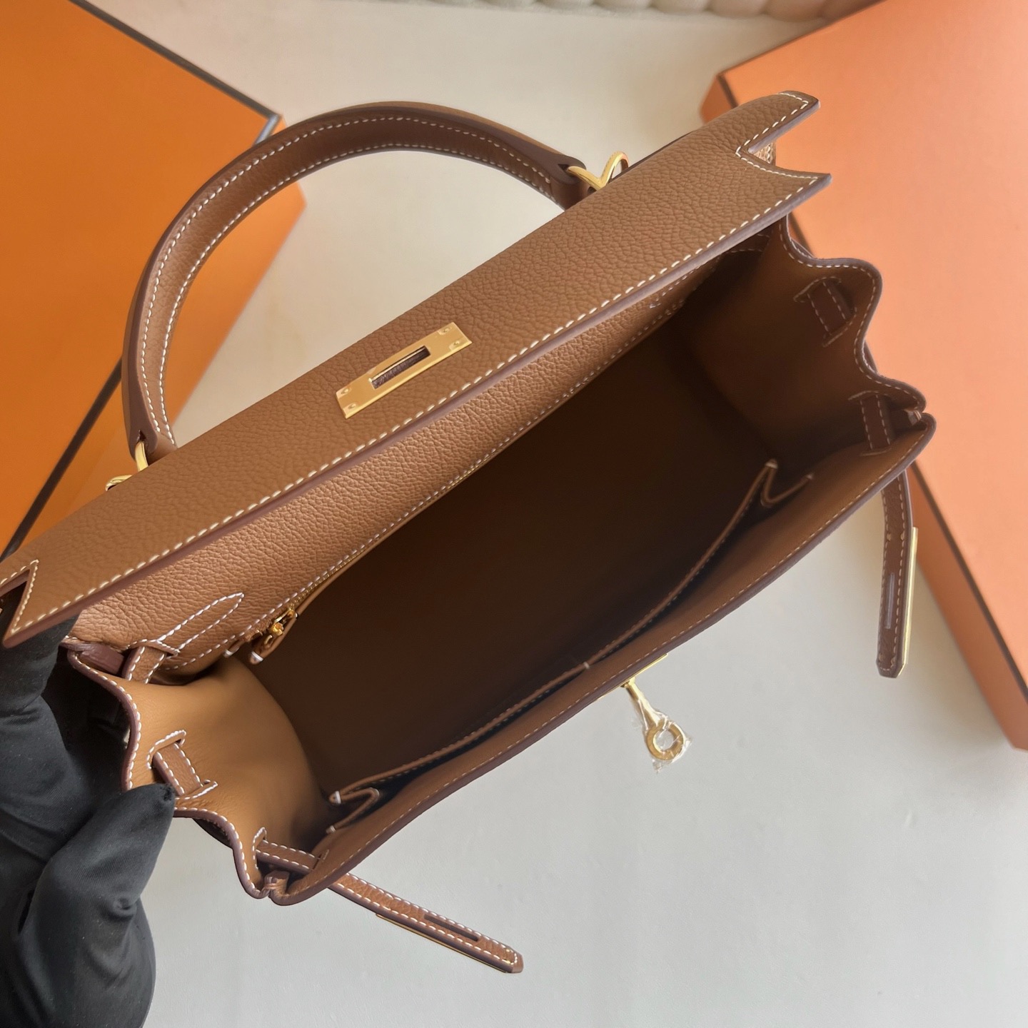 愛馬仕凱莉包28新加坡專櫃多少錢 Hermes Kelly Retourne 28 Togo Gold 金棕色 金色五金