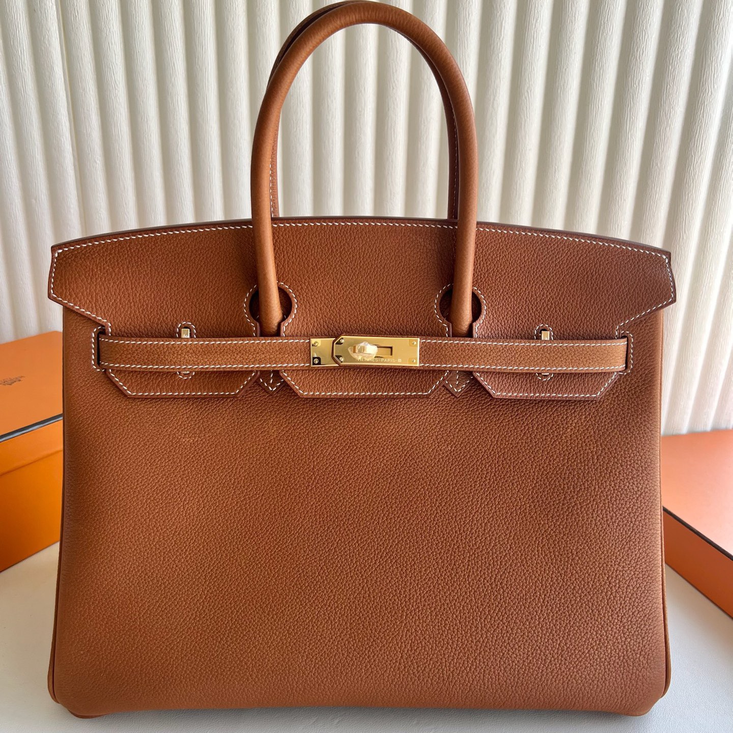 新加坡愛馬仕鉑金包35寸專櫃價格Hermes Birkin 35 Barenia Faubourg 馬鞍皮 Fauve