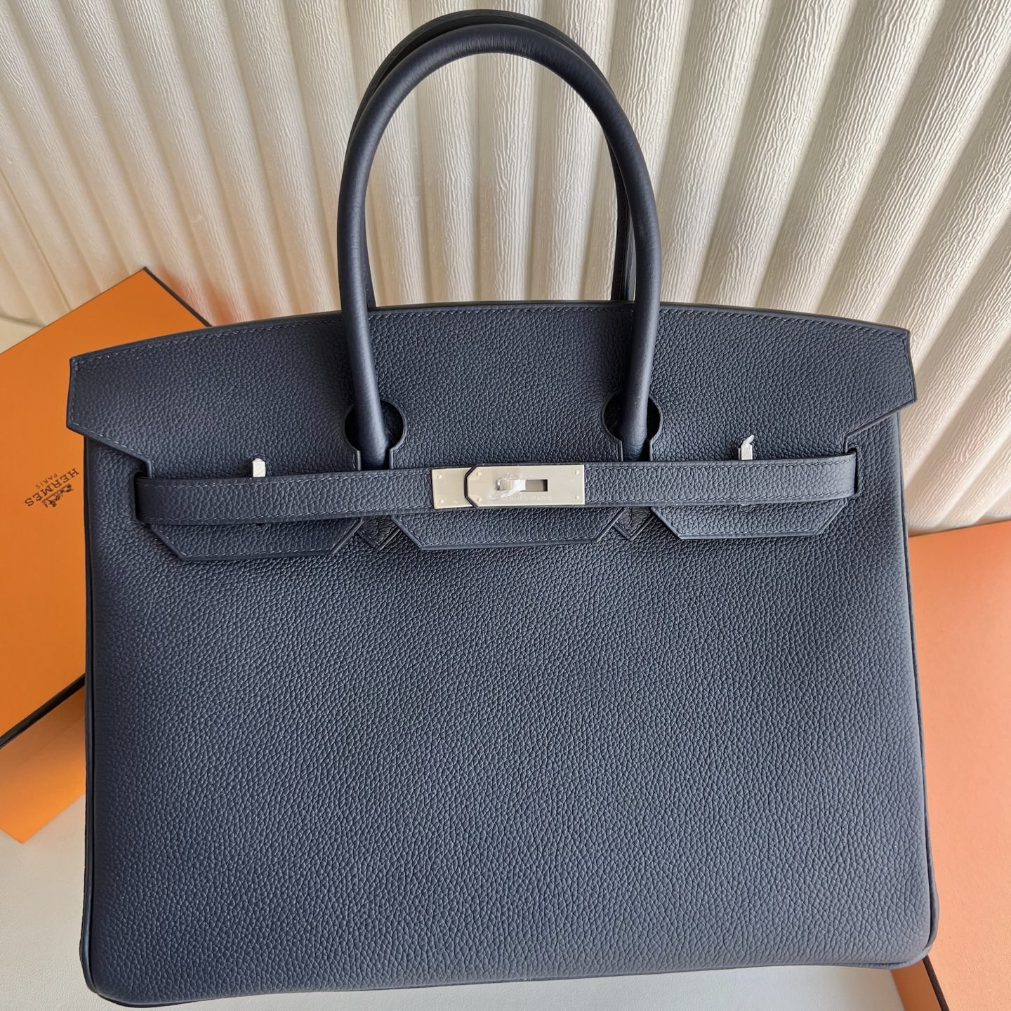 愛馬仕鉑金包35寸專櫃有賣嗎 Hermes Birkin 35 Togo 2Z Blue nuit午夜藍