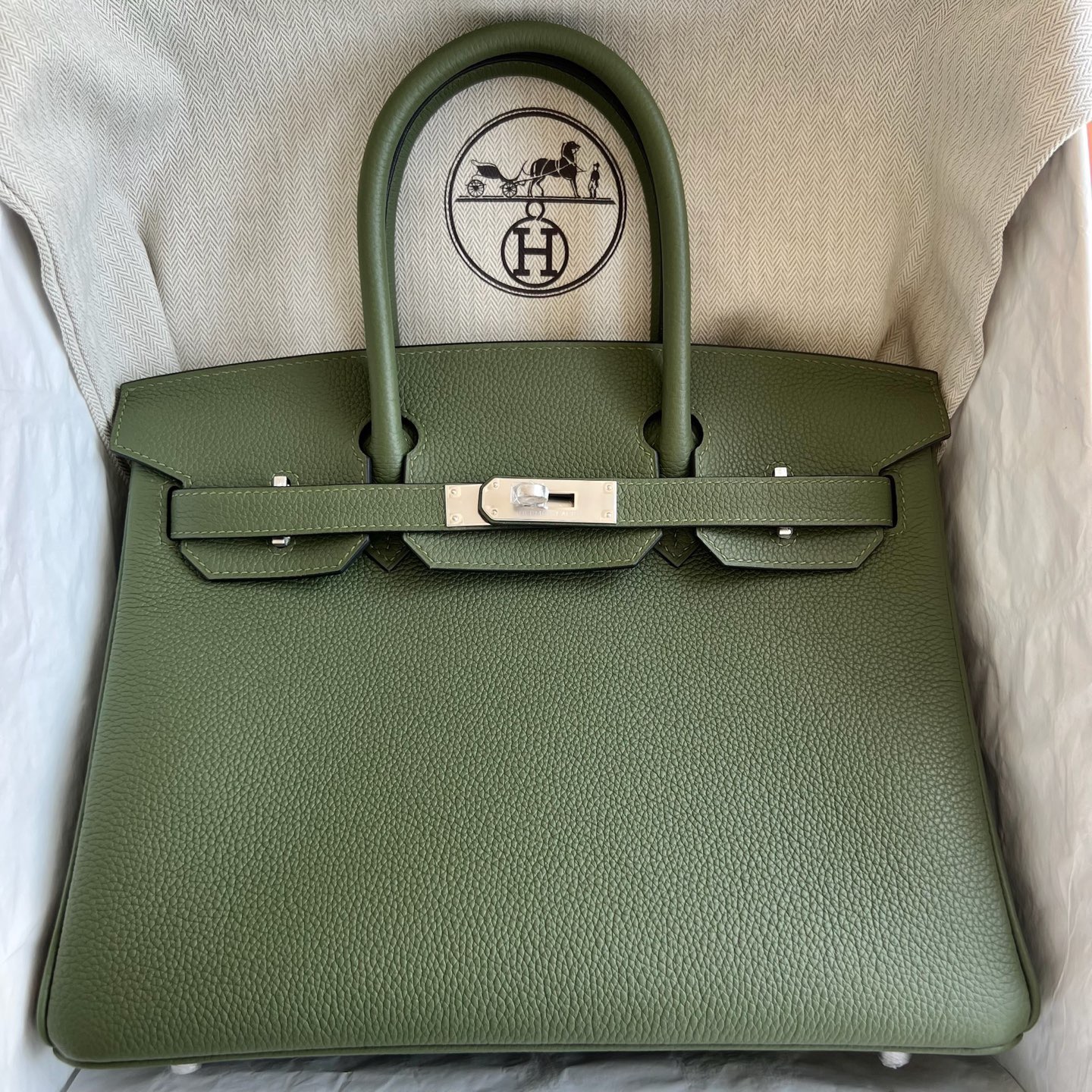 愛馬仕鉑金包尺寸規格大全 Hermes Birkin 30 Togo V6 Canopee叢林綠 銀色五金