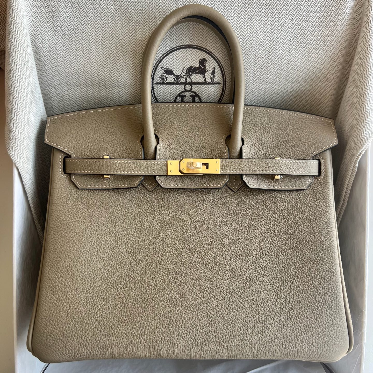 愛馬仕鉑金包尺寸規格表Hermes Birkin 25 Togo D0 Beige de weimer 威馬犬米色