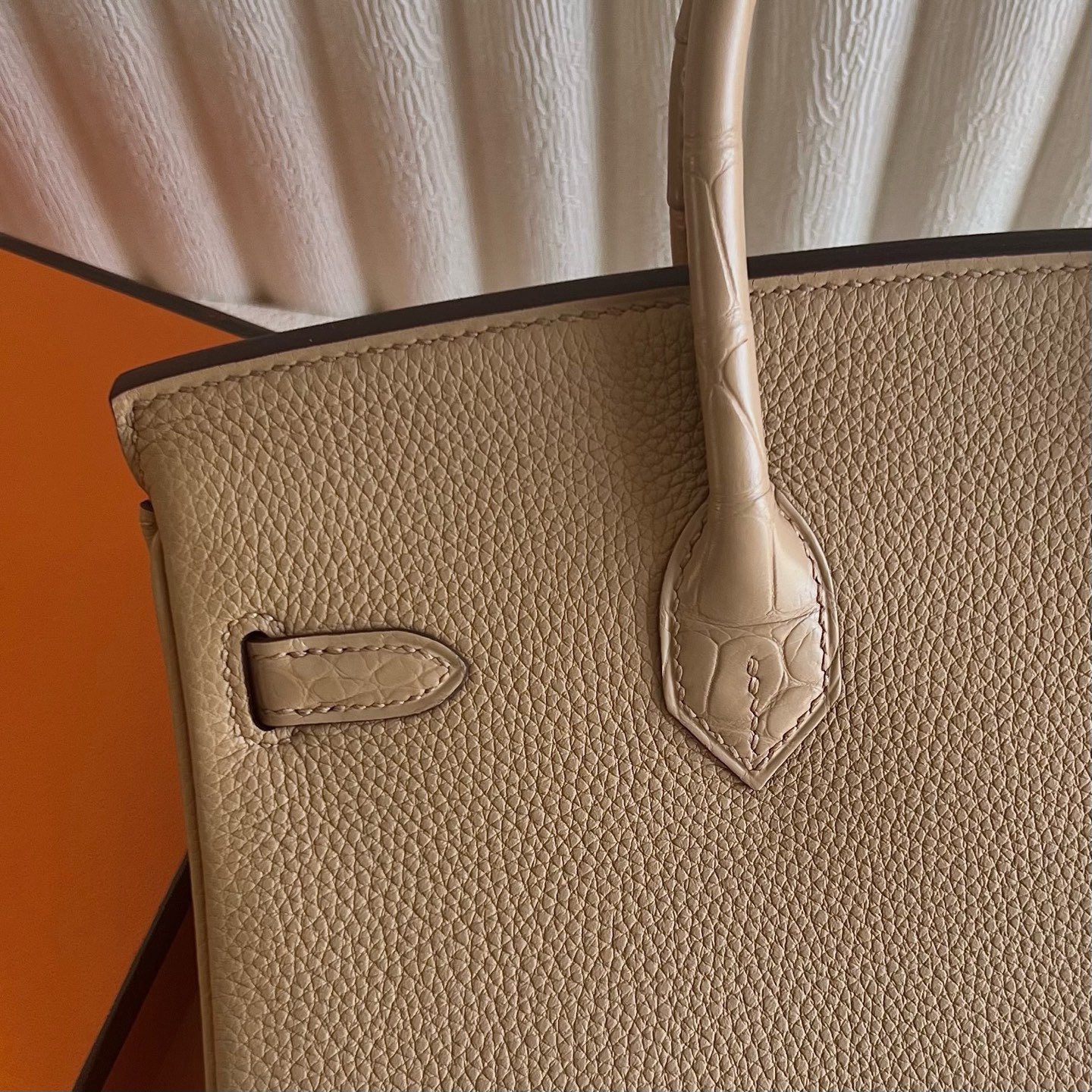 愛馬仕鉑金包全系列圖 Hermes Birkin 25 Touch Togo/Matte Alligator Crocodile 奶茶色Chai