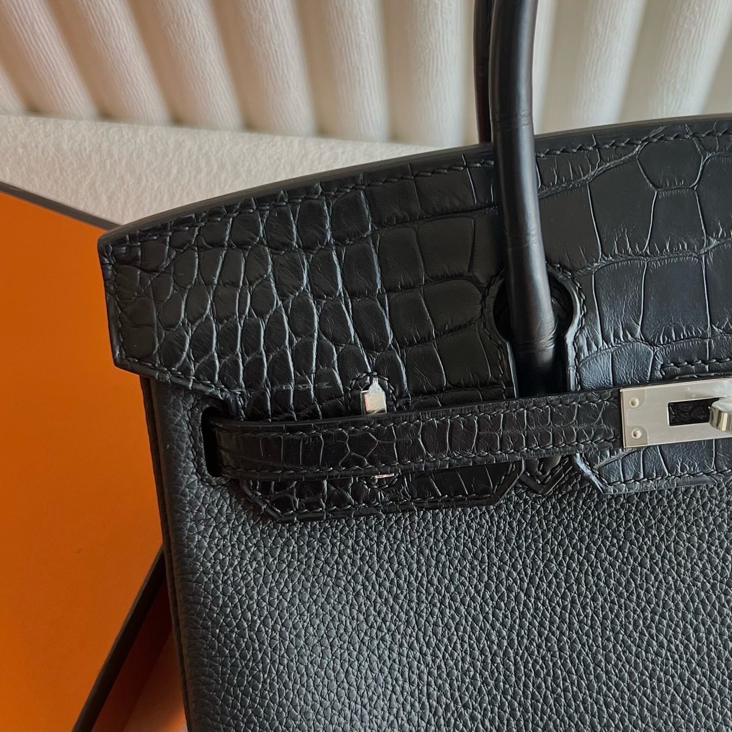 愛馬仕鉑金包包圖片大全 Hermes Birkin 25 Touch Togo/Matte Alligator Crocodile黑色Nior