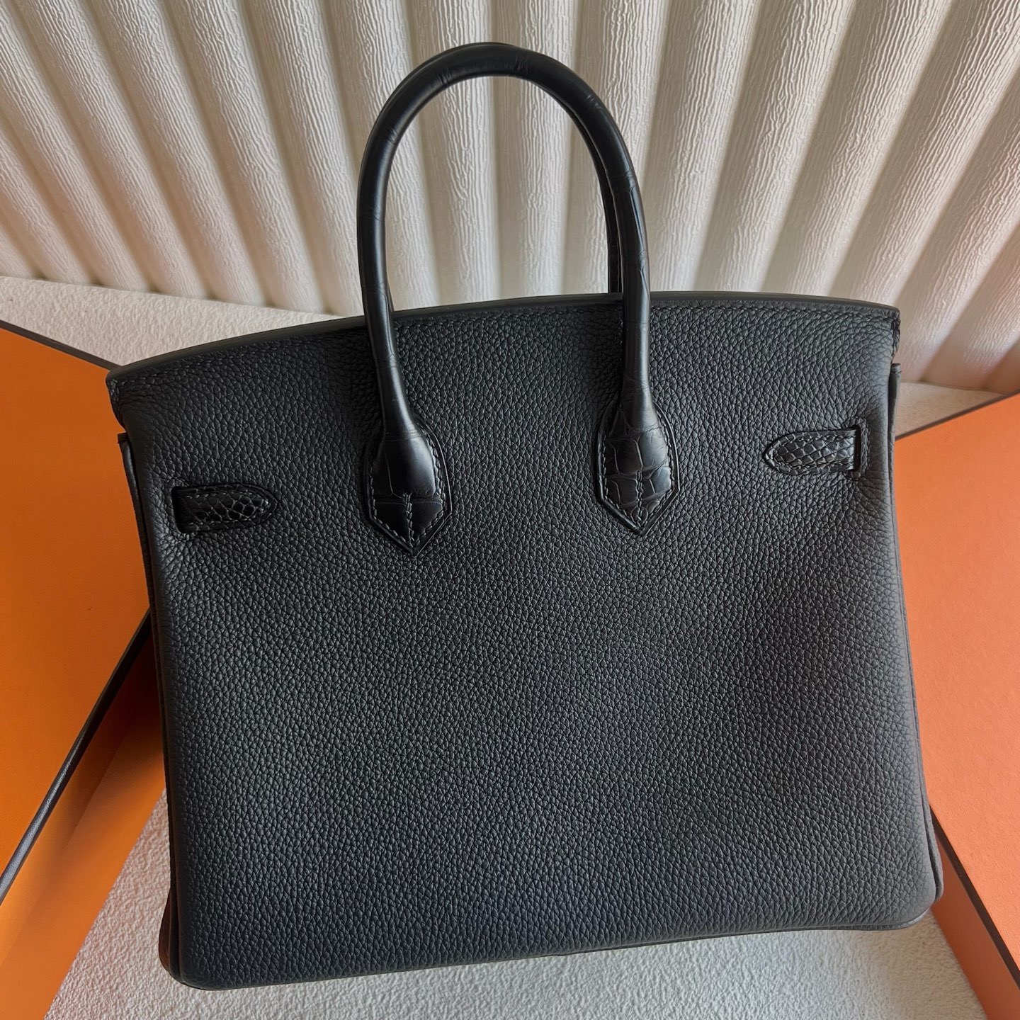 愛馬仕鉑金包包圖片大全 Hermes Birkin 25 Touch Togo/Matte Alligator Crocodile黑色Nior