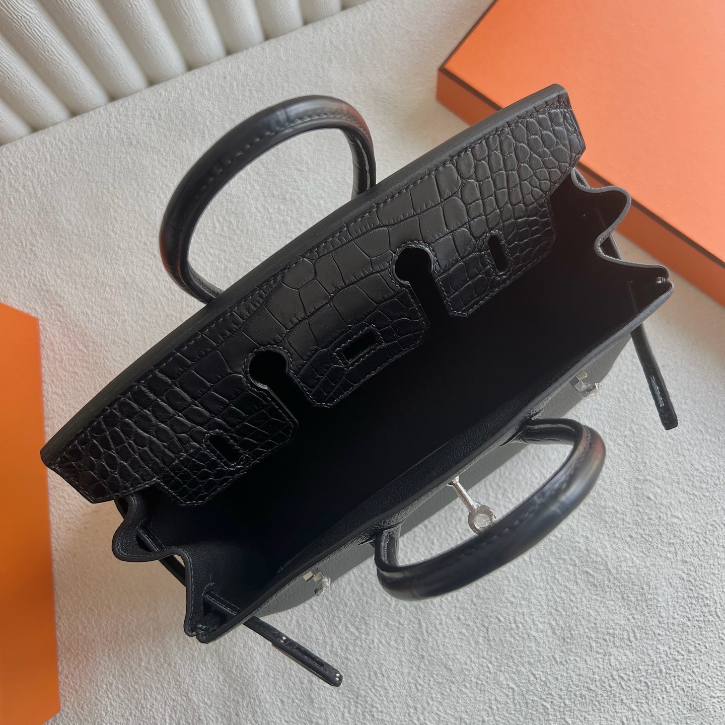 愛馬仕鉑金包包圖片大全 Hermes Birkin 25 Touch Togo/Matte Alligator Crocodile黑色Nior