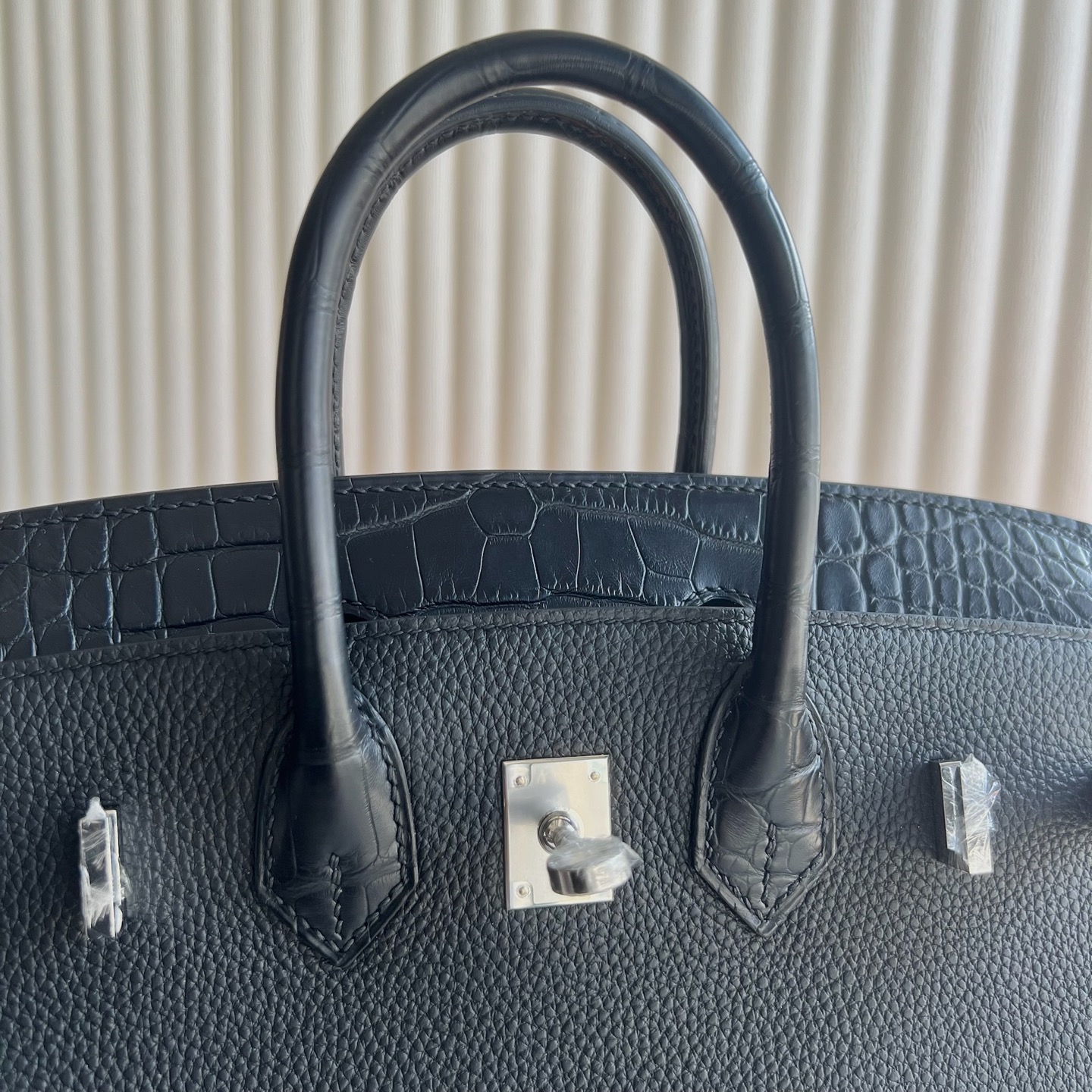 愛馬仕鉑金包包圖片大全 Hermes Birkin 25 Touch Togo/Matte Alligator Crocodile黑色Nior