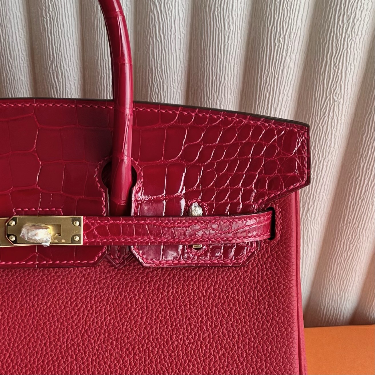 愛馬仕鉑金包配貨要配多少 Hermes Birkin 25 Touch Togo/霧面美洲鱷魚 Q5 Rouge Casaque國旗紅