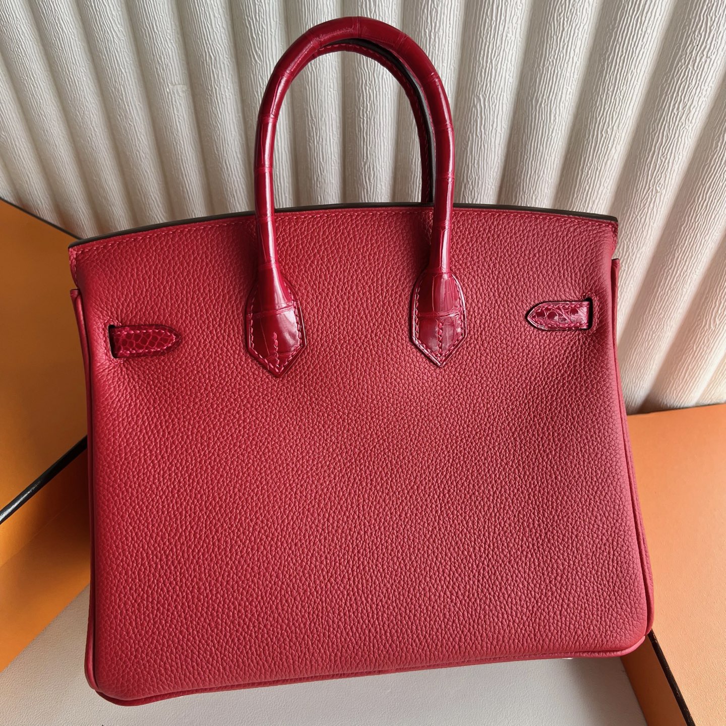 愛馬仕鉑金包配貨要配多少 Hermes Birkin 25 Touch Togo/霧面美洲鱷魚 Q5 Rouge Casaque國旗紅