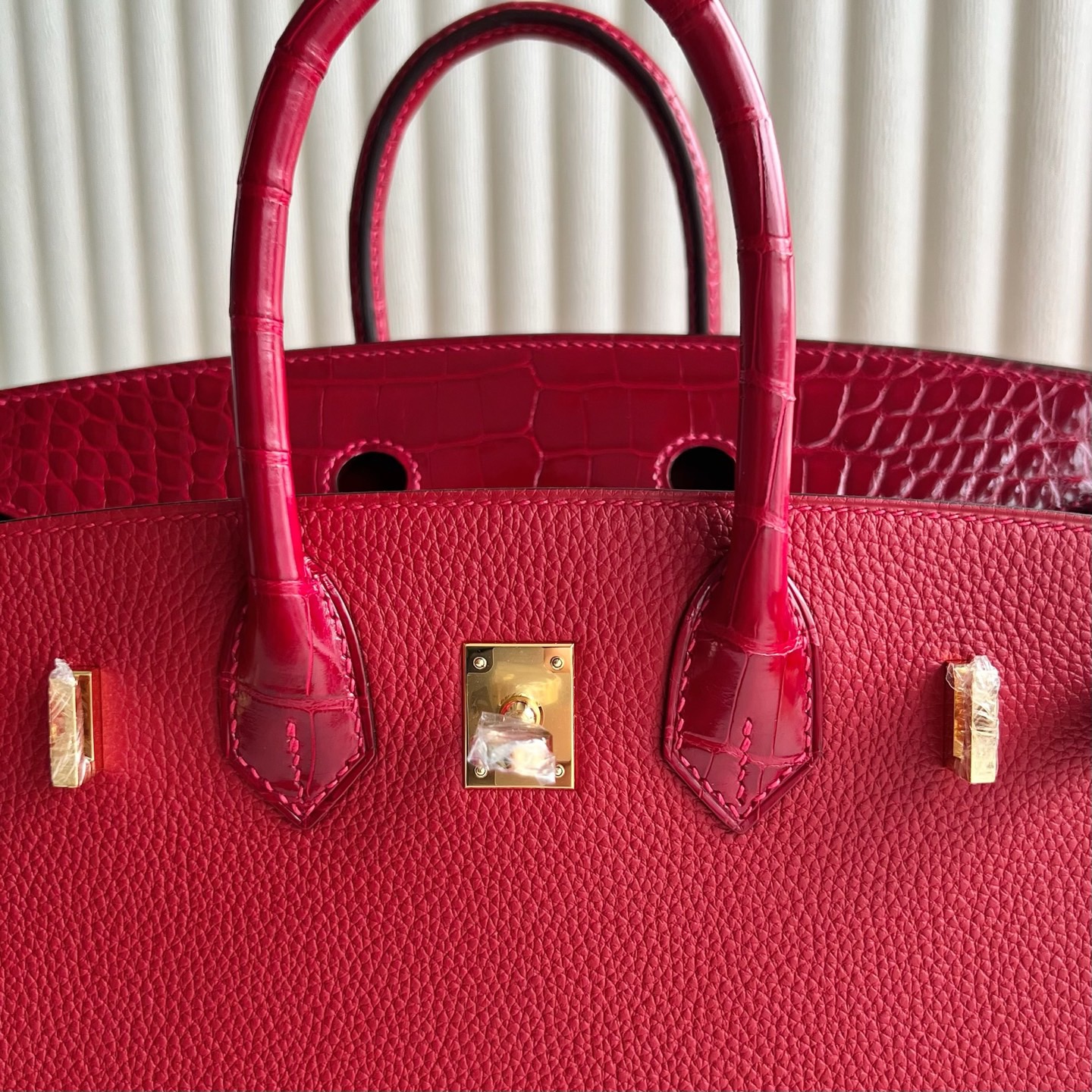 愛馬仕鉑金包配貨要配多少 Hermes Birkin 25 Touch Togo/霧面美洲鱷魚 Q5 Rouge Casaque國旗紅
