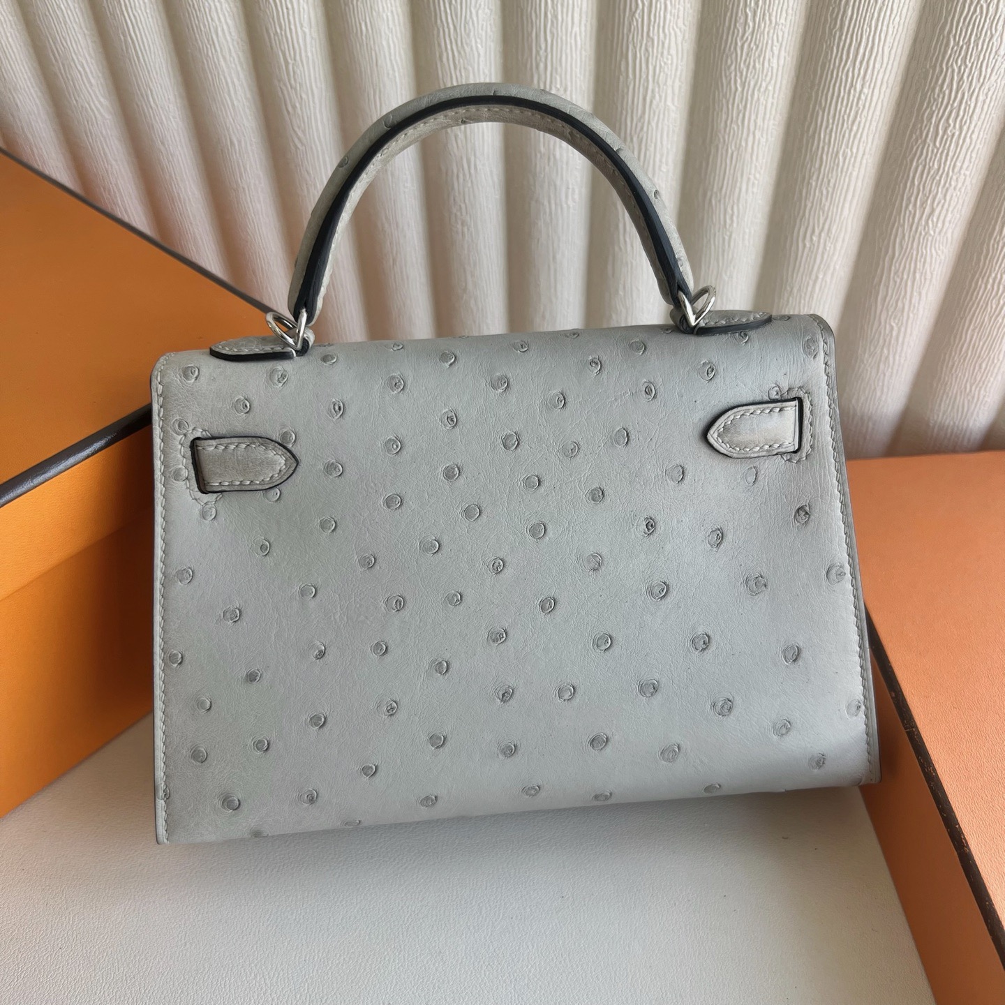 越南愛馬仕minikelly 二代價格Hermes Kelly Mini Sellier Ostrich Bleu Glacier冰川藍