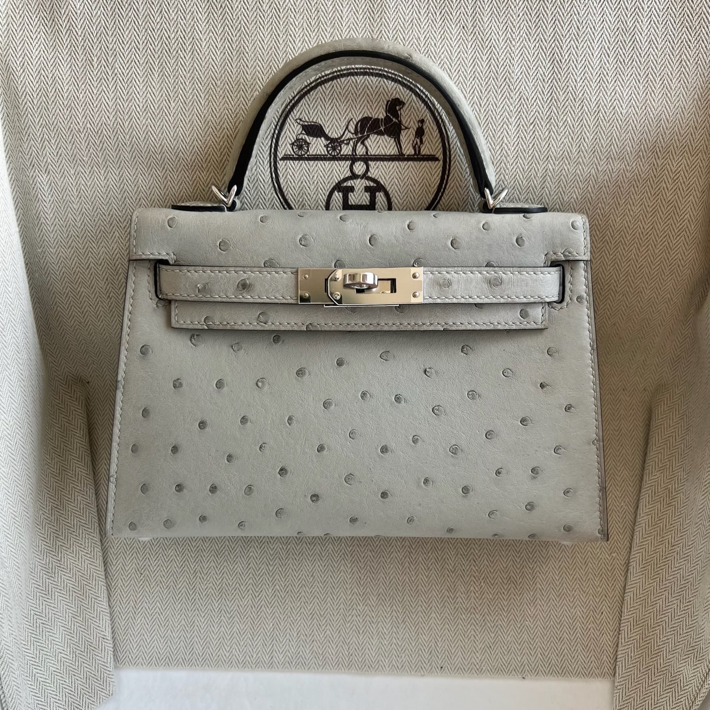 越南愛馬仕minikelly 二代價格Hermes Kelly Mini Sellier Ostrich Bleu Glacier冰川藍