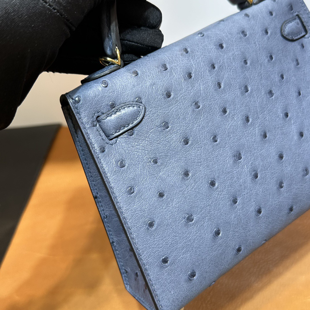 越南愛馬仕minikelly二代多少錢 Hermes Kelly Mini Sellier Ostrich Blue Agate 玛瑙蓝