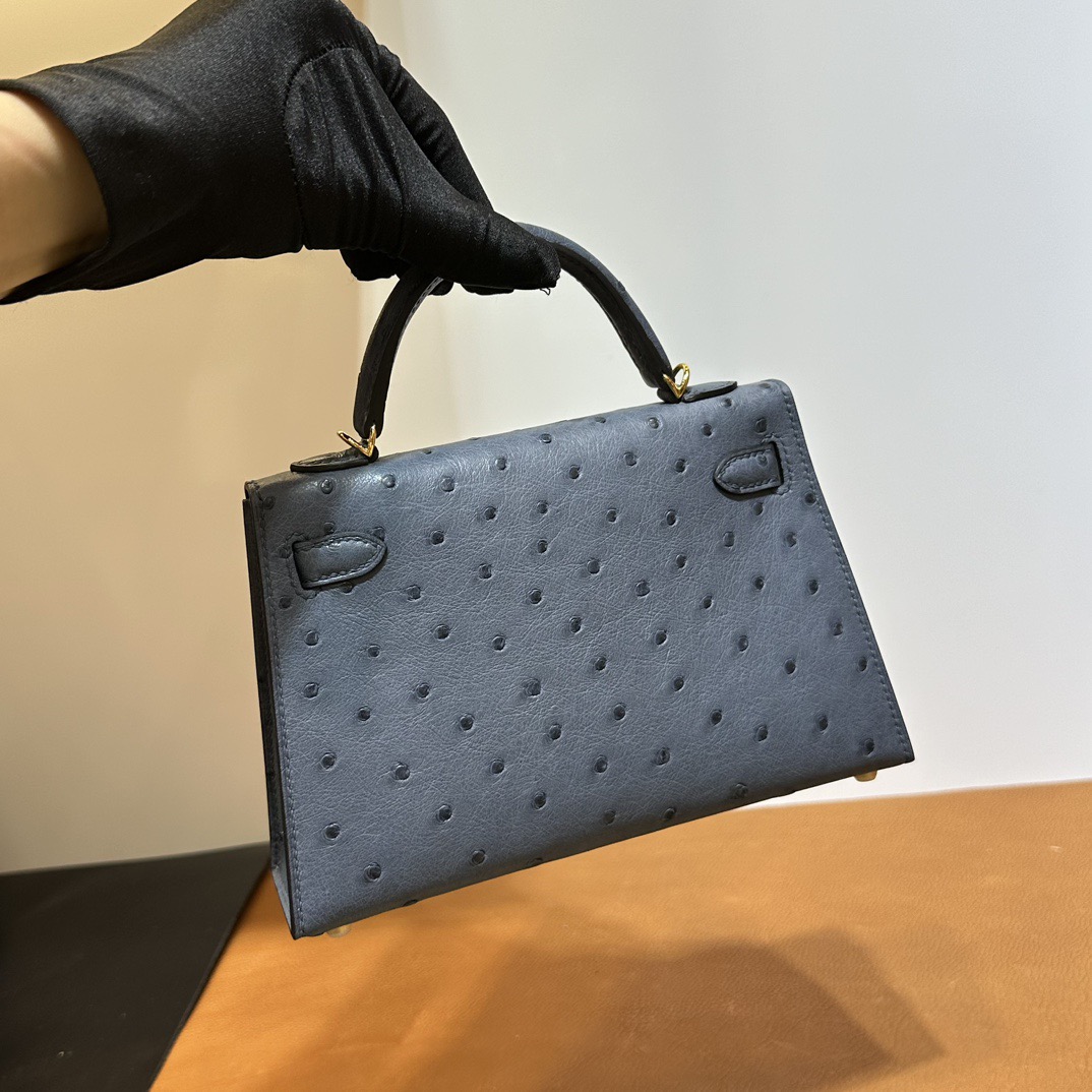越南愛馬仕minikelly二代多少錢 Hermes Kelly Mini Sellier Ostrich Blue Agate 玛瑙蓝